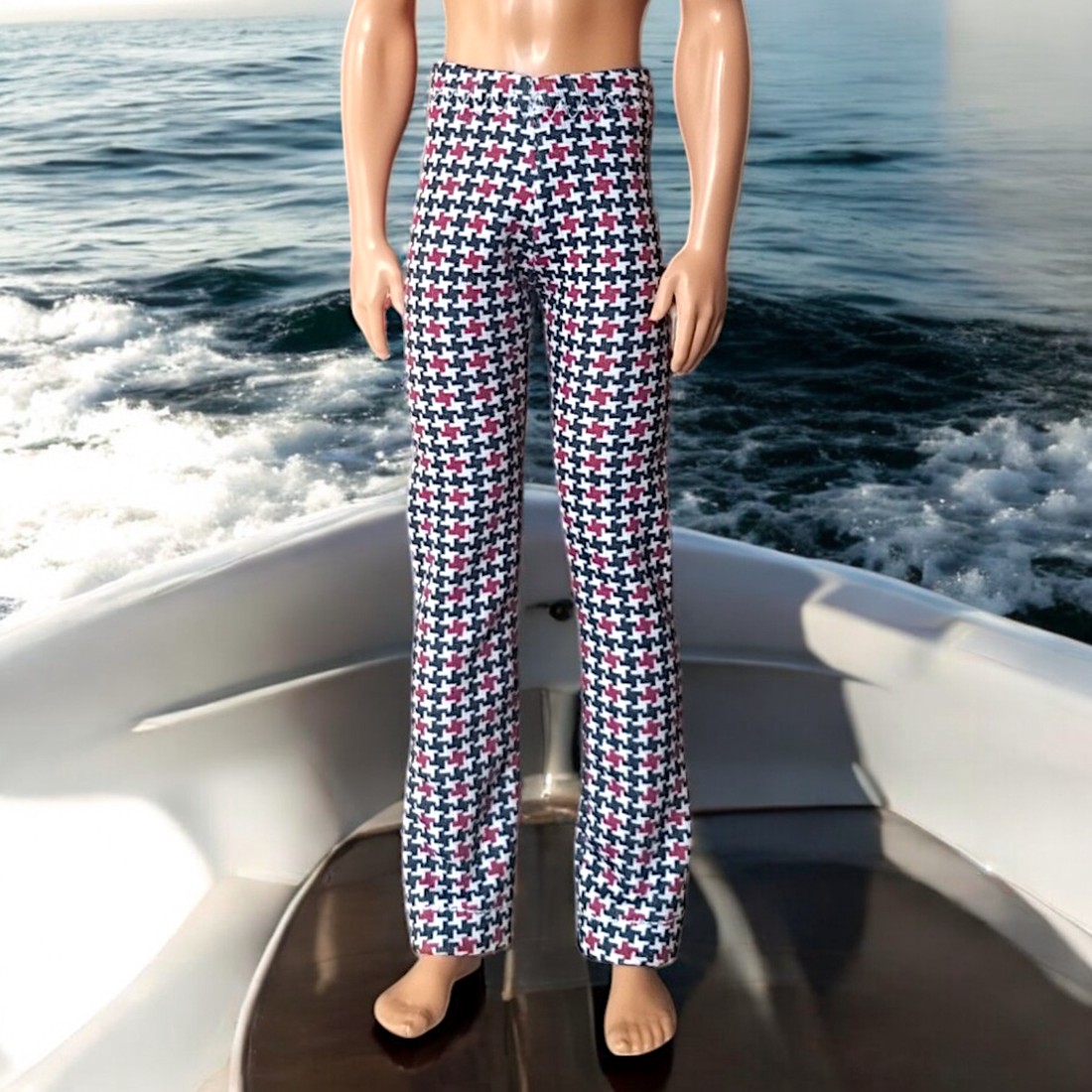 Pantaloni Ken cu croi drept și model în carouri mici (f004pk) � haine pentru păpuși de băieți de tip Barbie! (f004pk) -  - Artynos.ro