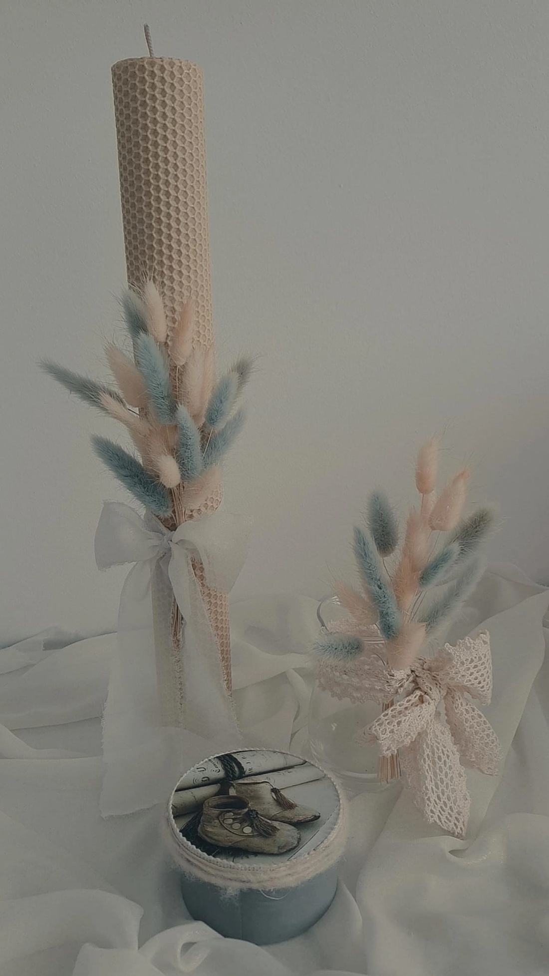 Lumânare cununie/ lumânare botez băiețel, din ceară naturală de albine - accesorii nuntă - materiale decor pentru nuntă - lumânări de nuntă și suport lumânări - Artynos.ro