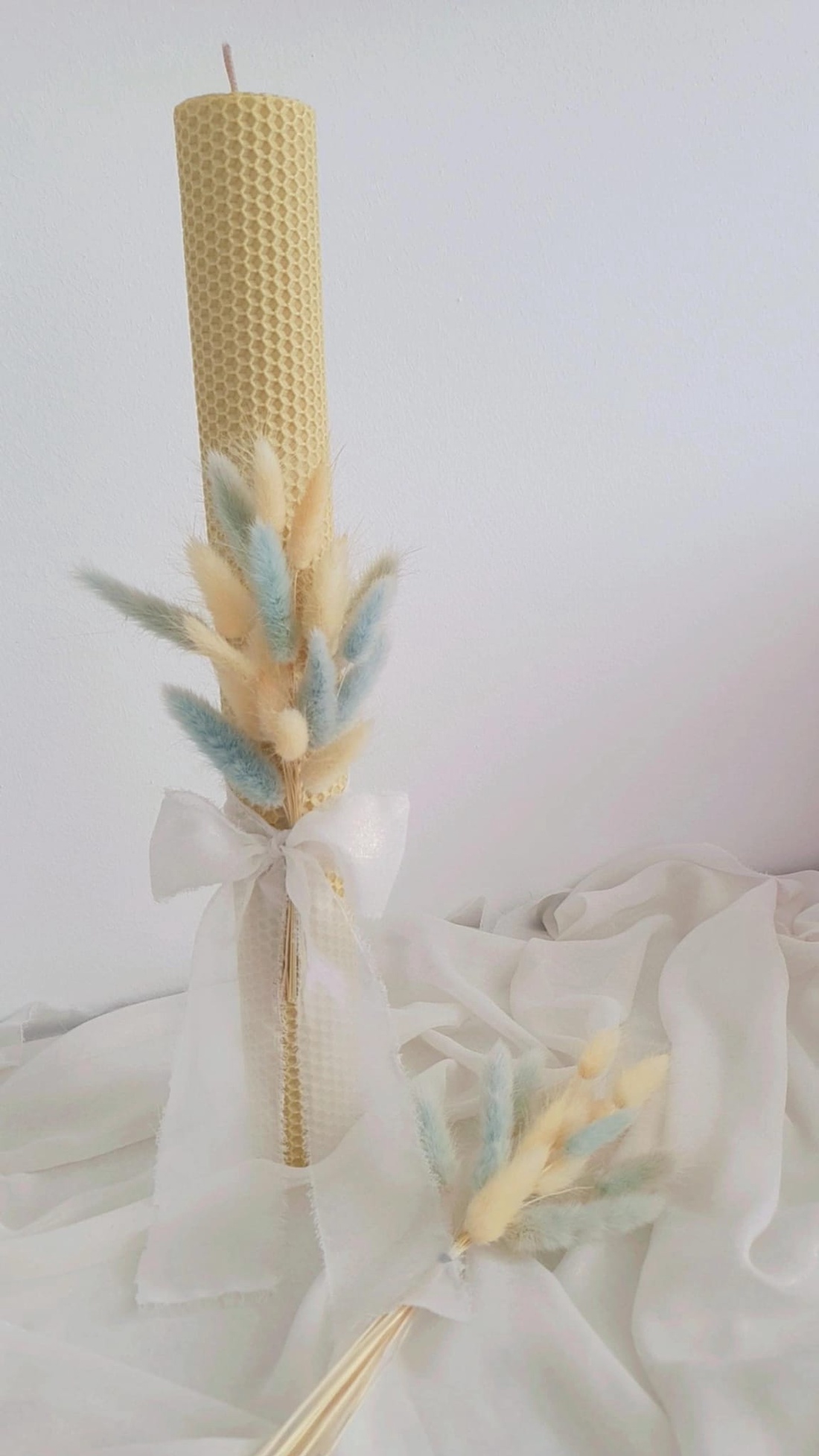 Lumânare cununie/ lumânare botez băiețel, din ceară naturală de albine - accesorii nuntă - materiale decor pentru nuntă - lumânări de nuntă și suport lumânări - Artynos.ro