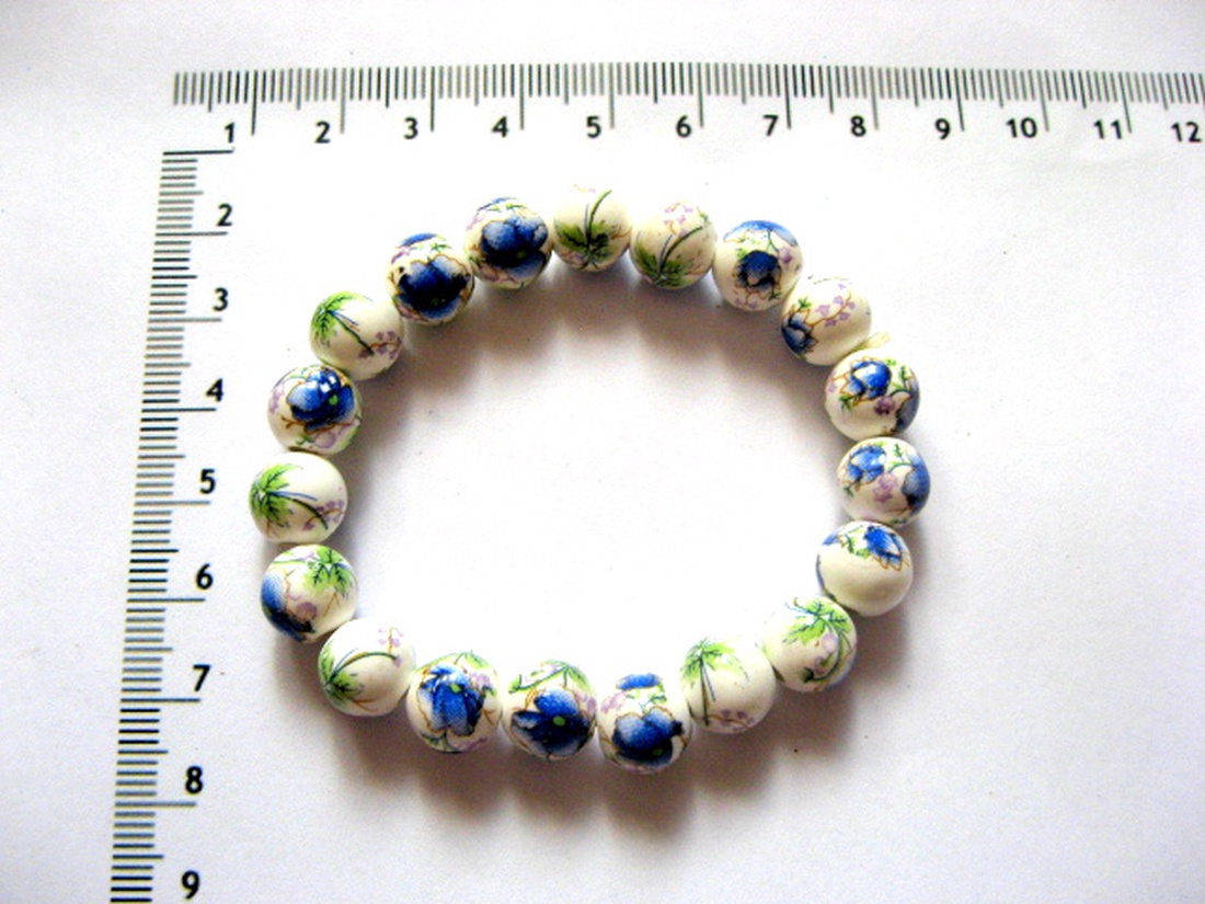margele portelan cu flori albastre 51859 - accessorii și unelte - mărgea, componente de bijuterii - mărgele figurative - Artynos.ro