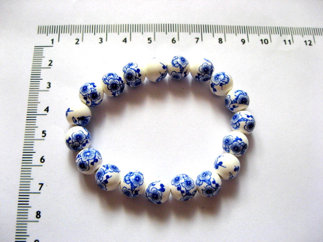 margele portelan cu flori albastre 25587 - accessorii și unelte - mărgea, componente de bijuterii - alte piese - Artynos.ro