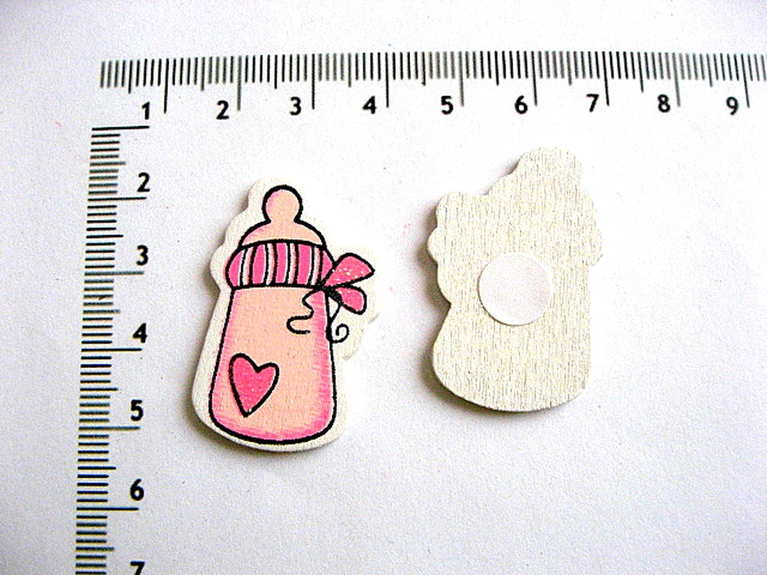 Figurine din placaj subtire de lemn biberon roz 18458 - accessorii și unelte - accesorii decorative - figurine - Artynos.ro