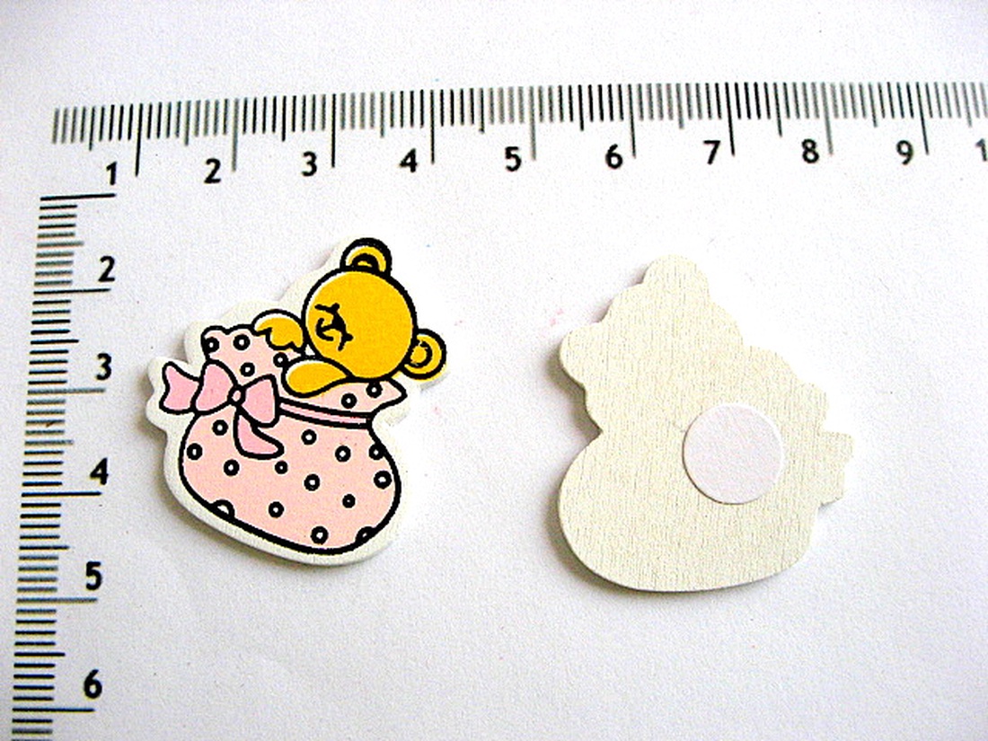 Figurine din placaj subtire de lemn ursulet  fetita  roz  18459 - accessorii și unelte - accesorii decorative - figurine - Artynos.ro