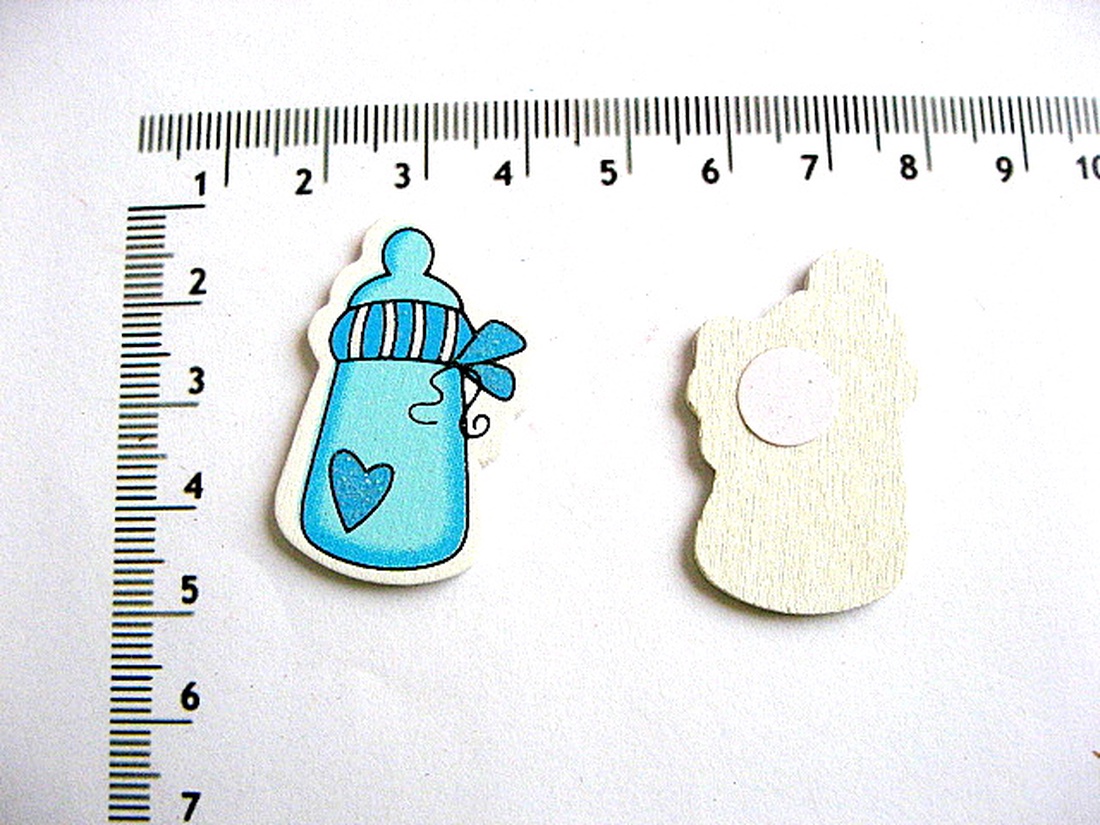 Figurine din placaj subtire de lemn biberon bleu 18461 - accessorii și unelte - accesorii decorative - figurine - Artynos.ro