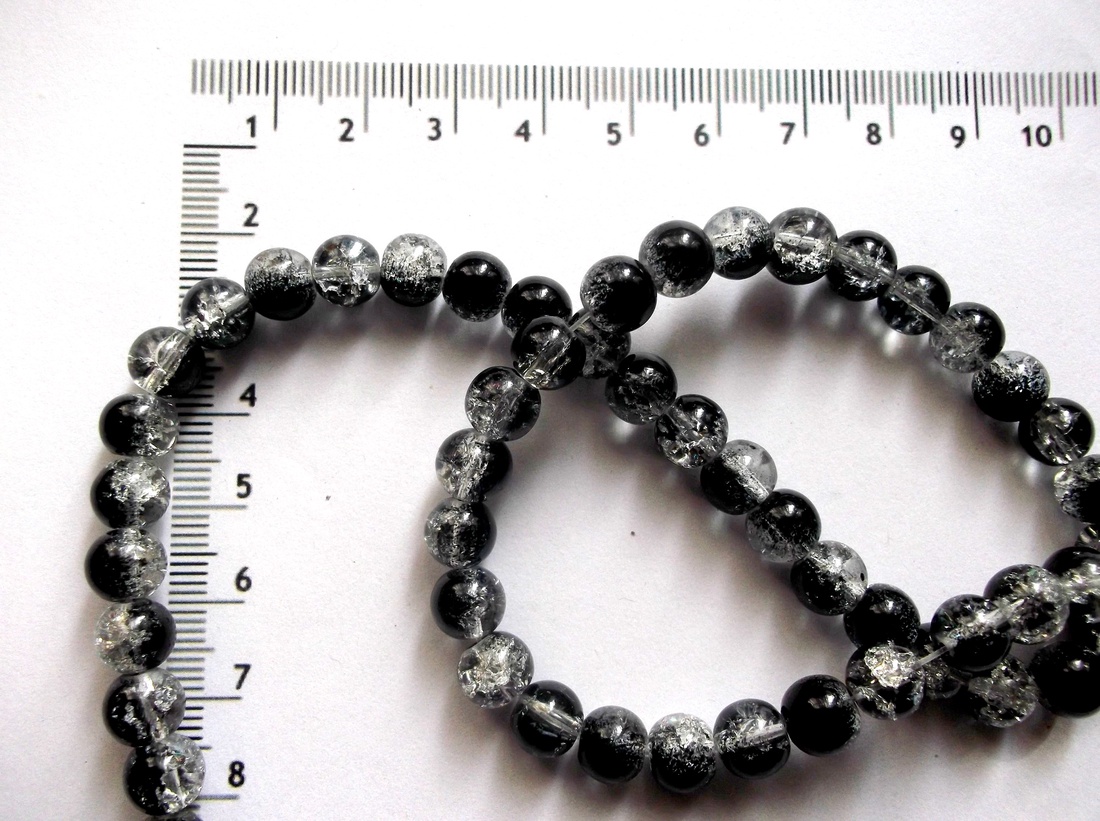 Margele sticla crackle, sferice transparente cu negru  44241 - accessorii și unelte - mărgea, componente de bijuterii - mărgea din sticlă - Artynos.ro
