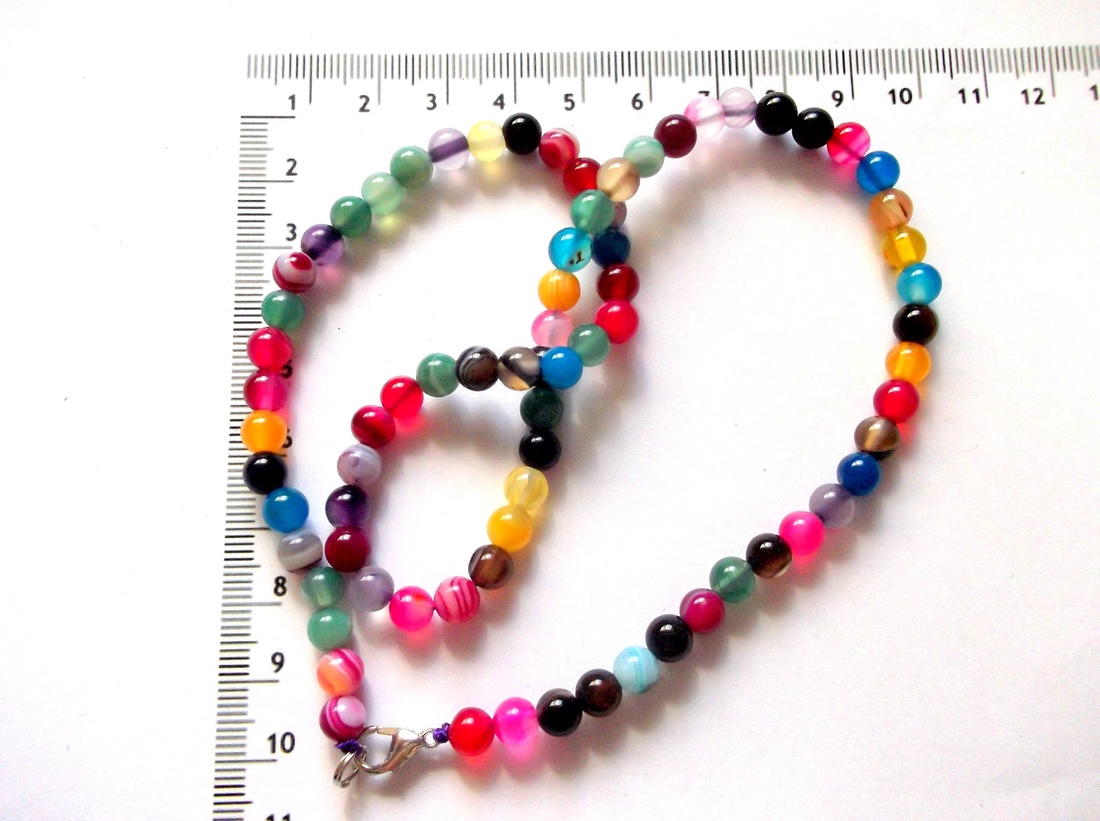 Sirag agate striped sfere multicolor 43847 - accessorii și unelte - mărgea, componente de bijuterii - piatră prețioasă - Artynos.ro