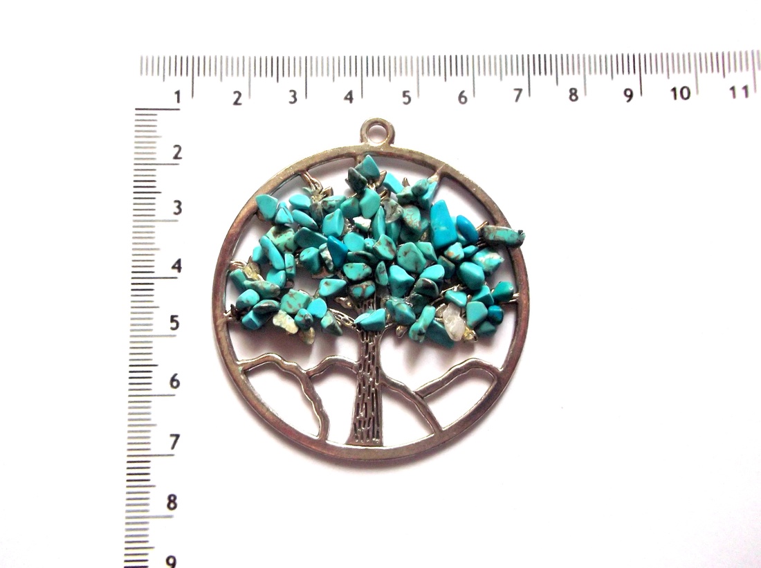 Pandantiv cu arborele vietii cu turcoaz 44365 - bijuterii - coliere - pandative - Artynos.ro