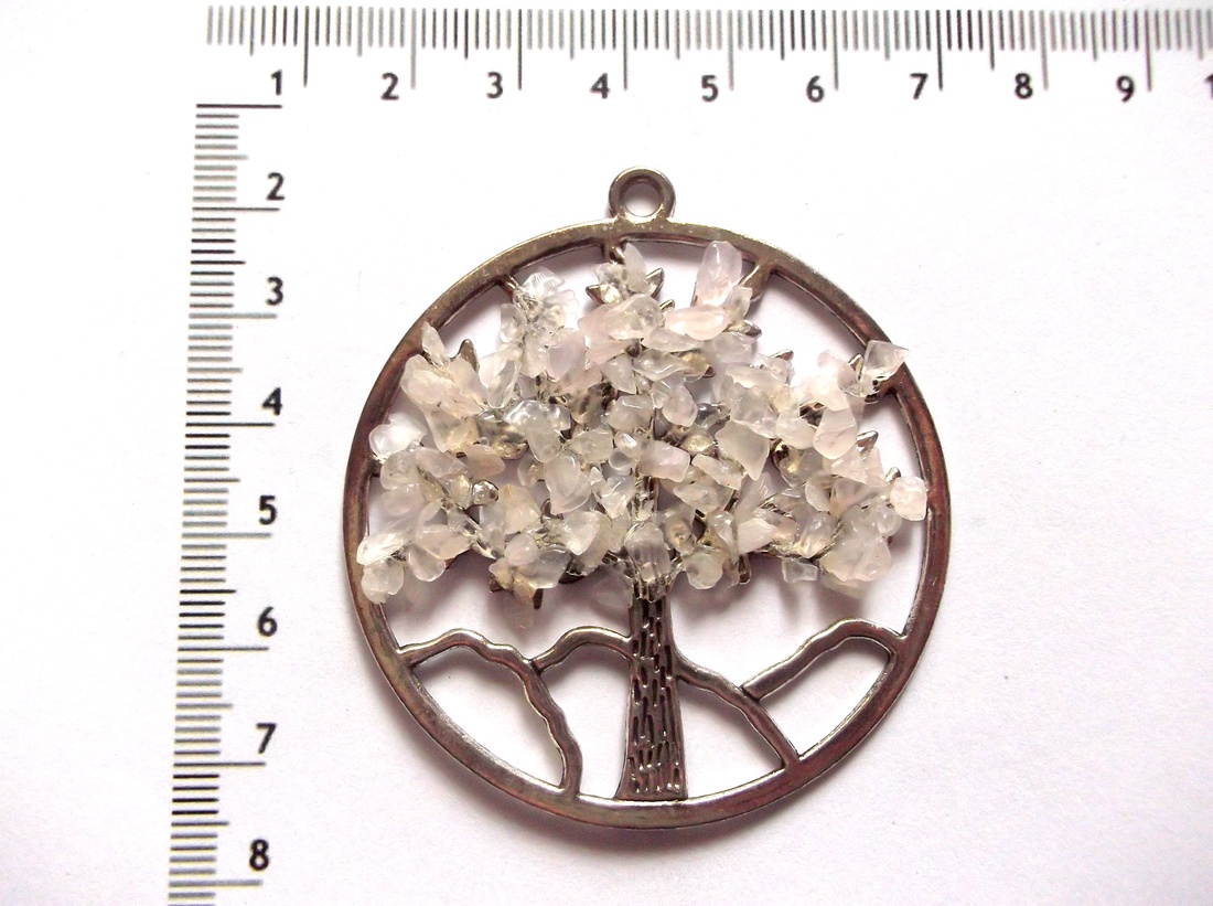Pandantiv cu arborele vietii cu cuart roz  44368 - bijuterii - coliere - pandative - Artynos.ro