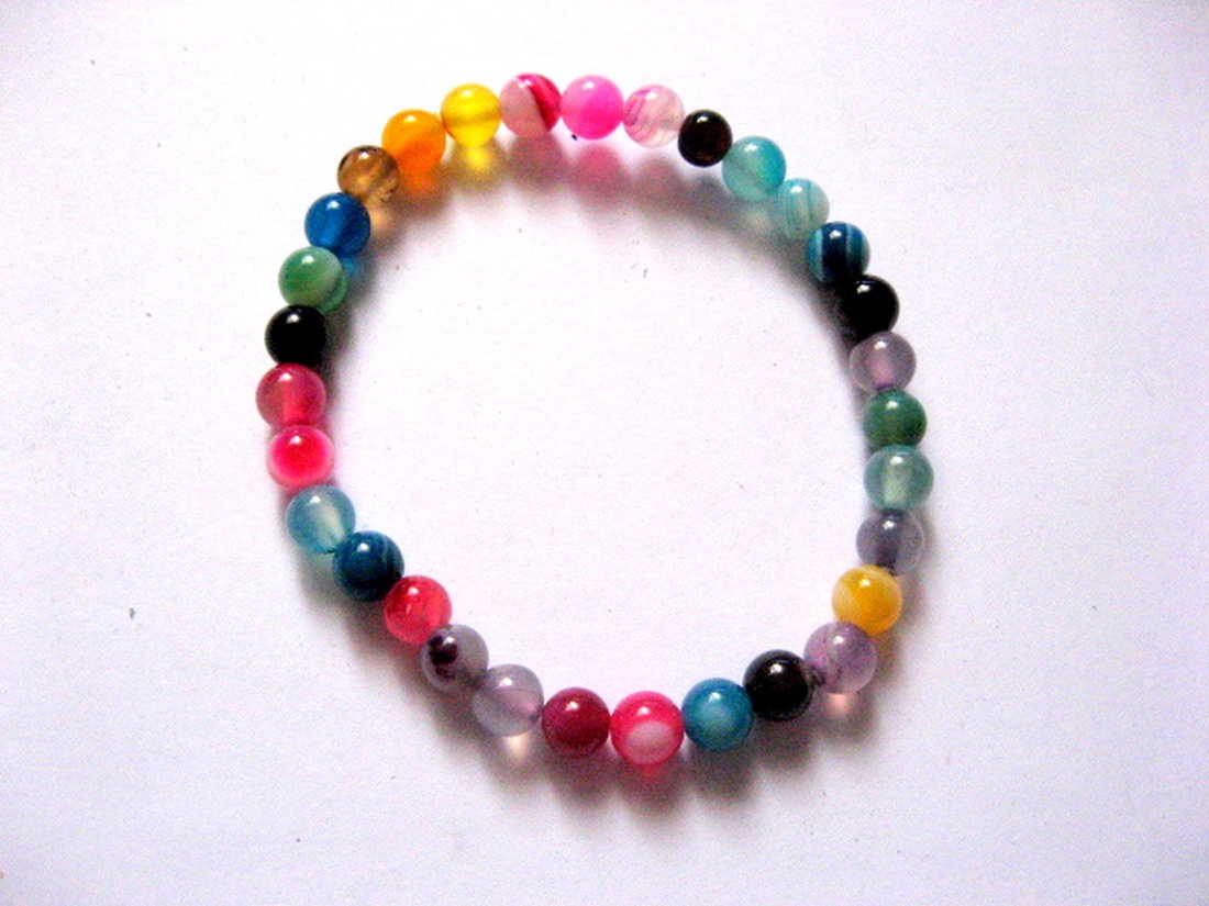 Sirag agate striped sfere multicolor 51250 - accessorii și unelte - mărgea, componente de bijuterii - piatră prețioasă - Artynos.ro