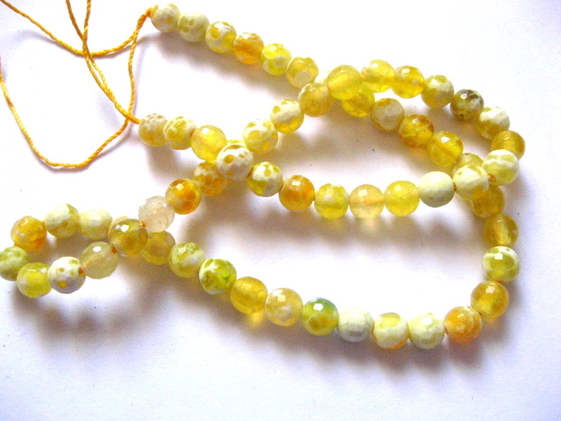 Sirag tree agate sfere fatetate galbene  51290 - accessorii și unelte - mărgea, componente de bijuterii - piatră prețioasă - Artynos.ro