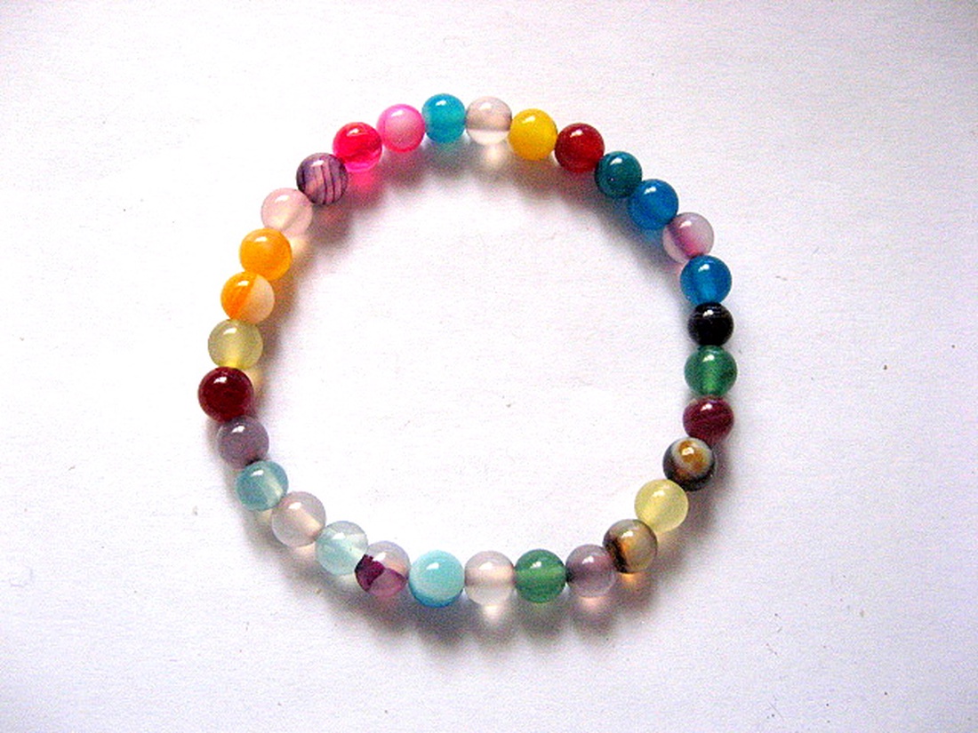 Sirag agate striped sfere multicolor 51528 - accessorii și unelte - mărgea, componente de bijuterii - piatră prețioasă - Artynos.ro