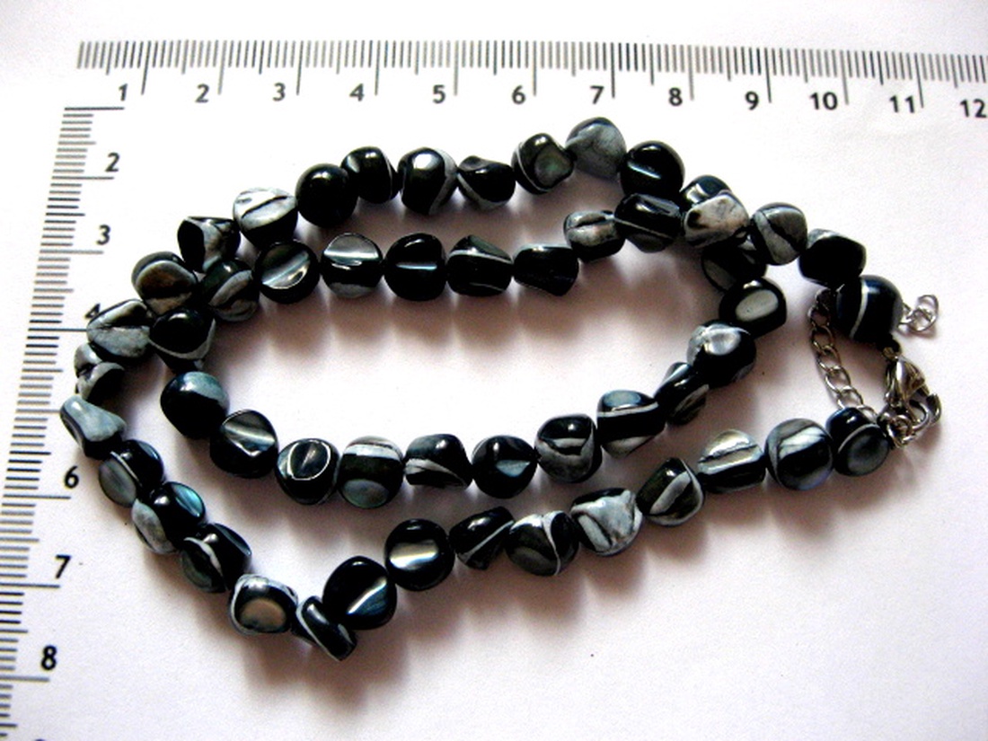 Sirag margele sidef negru-gri nuggets 51863 - accessorii și unelte - mărgea, componente de bijuterii - piatră prețioasă - Artynos.ro