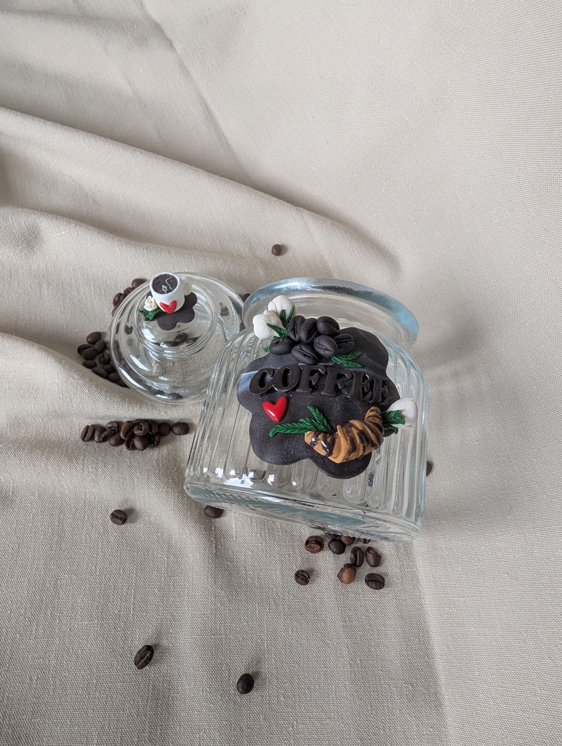 Recipiente decorative unicat, decorate cu lut polimeric: cafea sau zahar  - casă & stil de viață - accesorii pentru echipamente de bucătărie - instrumente de depozitare pentru bucătărie - cutie ceai, cutie cafea - Artynos.ro