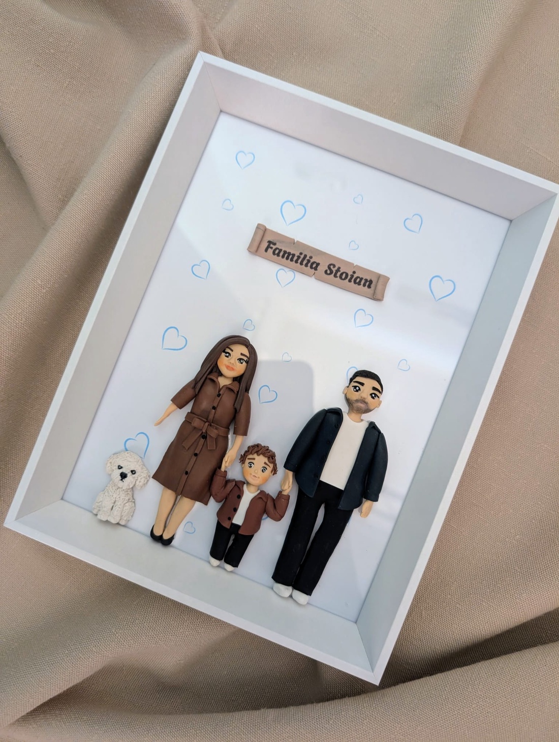 Tablou personalizat cu figurine modelate din lut polimeric - Familia - casă & stil de viață - decorațiuni de casă - picturi murale - tablou din mai multe piese - Artynos.ro