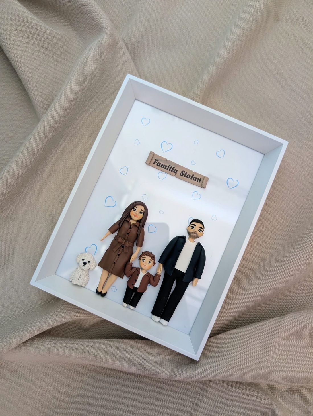 Tablou personalizat cu figurine modelate din lut polimeric - Familia - casă & stil de viață - decorațiuni de casă - picturi murale - tablou din mai multe piese - Artynos.ro