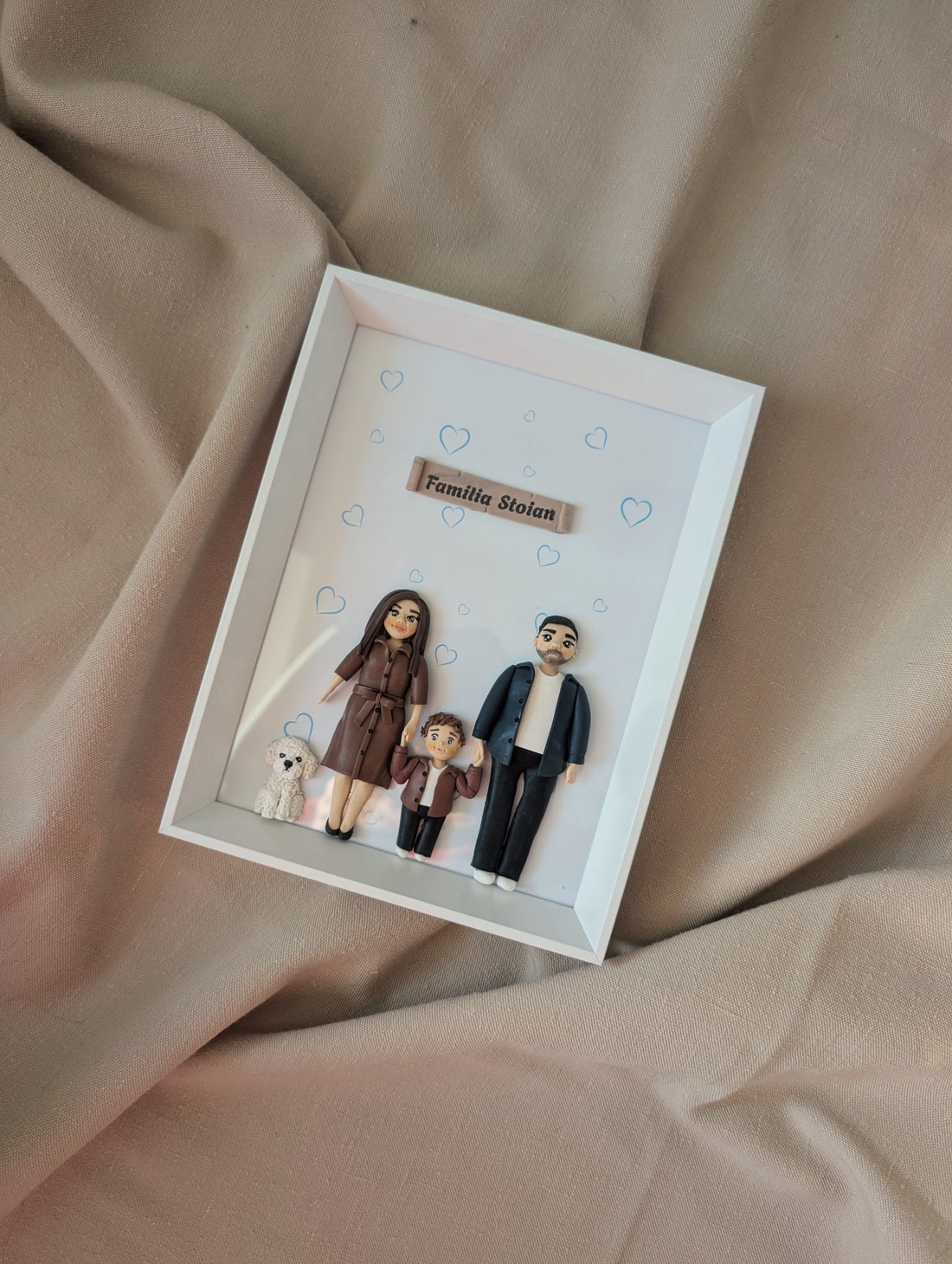 Tablou personalizat cu figurine modelate din lut polimeric - Familia - casă & stil de viață - decorațiuni de casă - picturi murale - tablou din mai multe piese - Artynos.ro