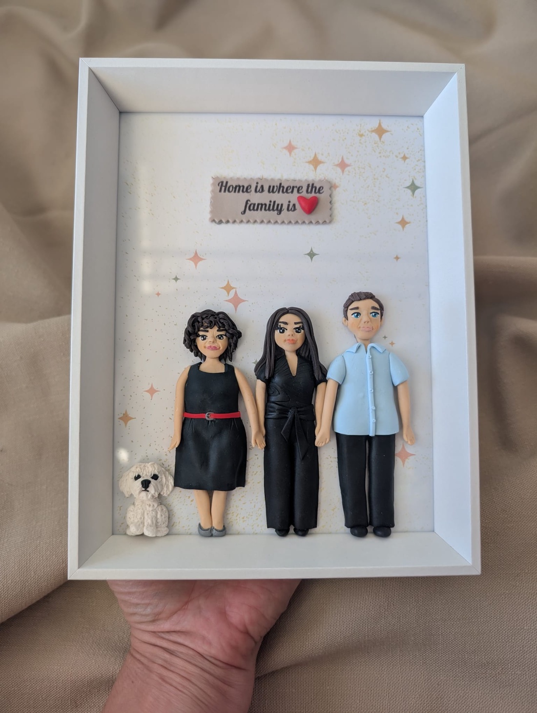 Tablou personalizat cu figurine modelate din lut polimeric - Familia - casă & stil de viață - decorațiuni de casă - picturi murale - tablou din mai multe piese - Artynos.ro