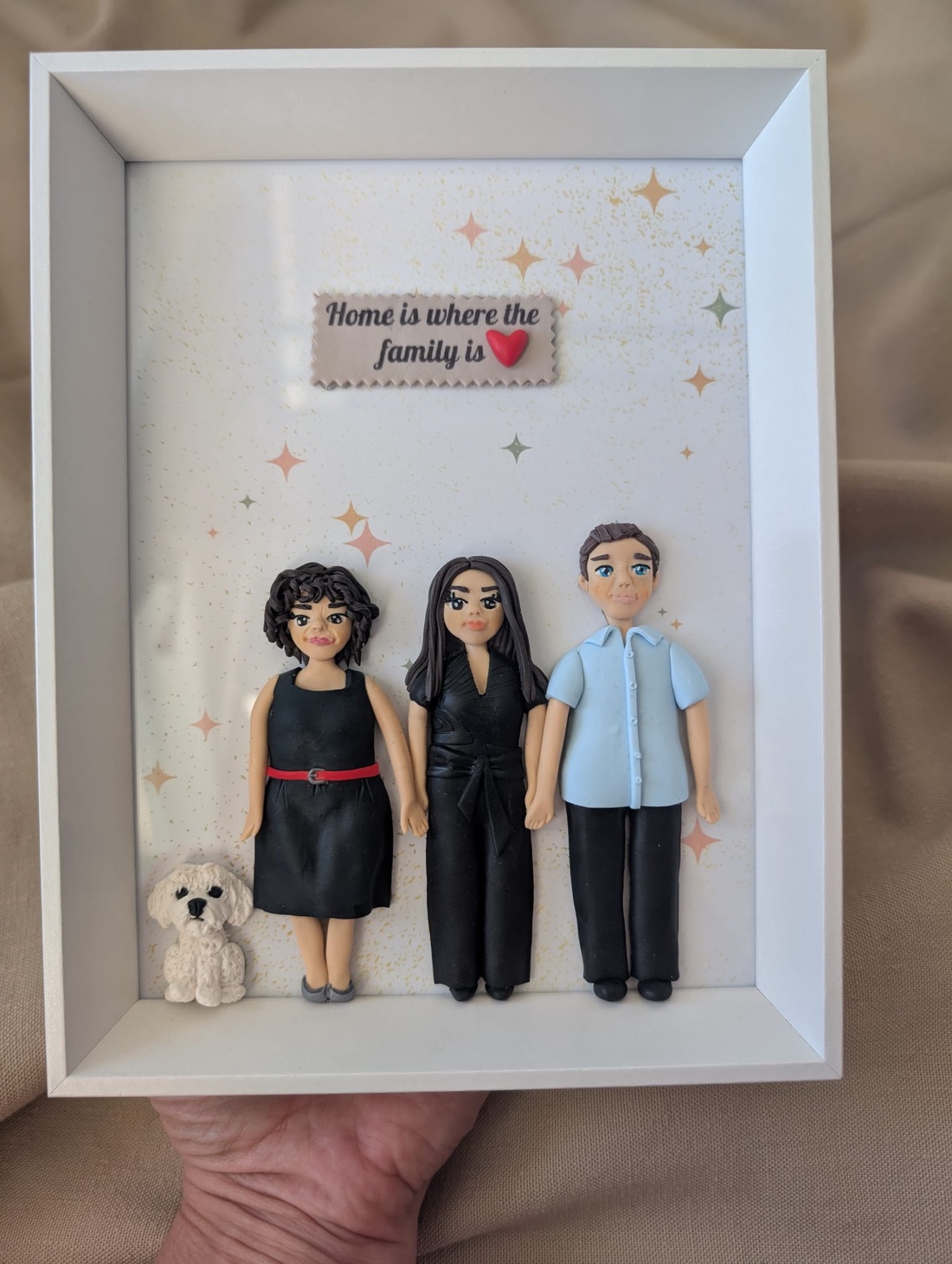 Tablou personalizat cu figurine modelate din lut polimeric - Familia - casă & stil de viață - decorațiuni de casă - picturi murale - tablou din mai multe piese - Artynos.ro