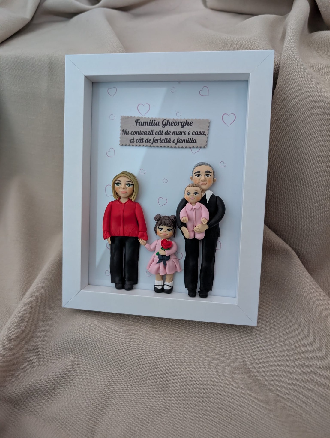 Tablou personalizat cu figurine modelate din lut polimeric - Familia - casă & stil de viață - decorațiuni de casă - picturi murale - tablou din mai multe piese - Artynos.ro