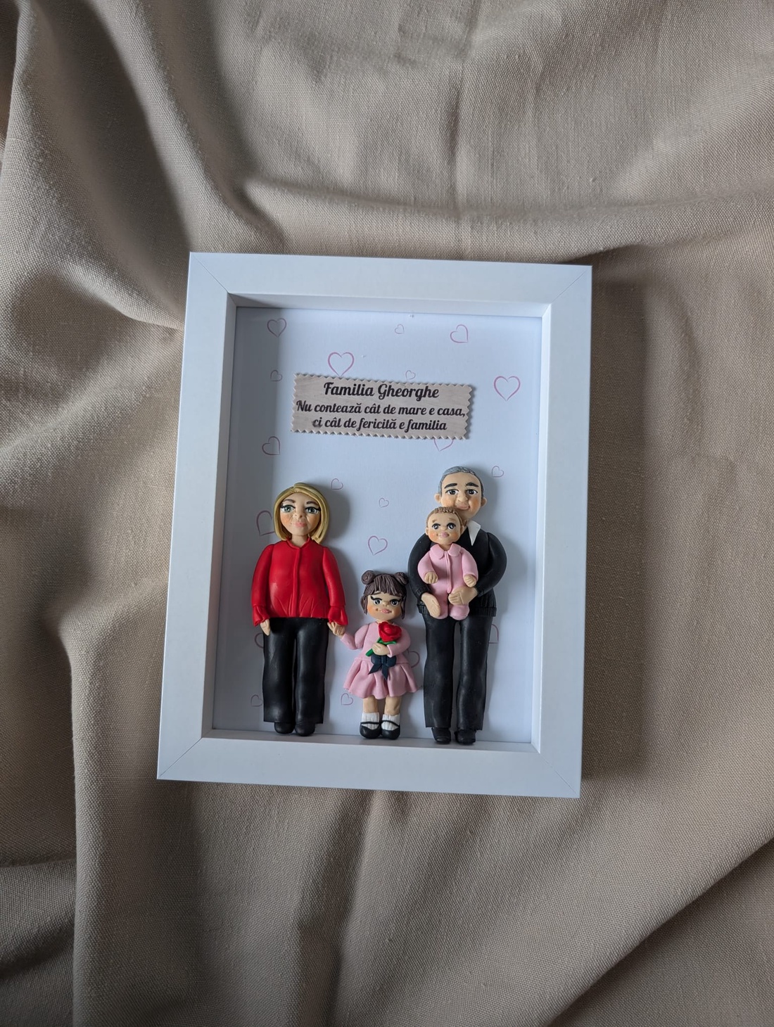 Tablou personalizat cu figurine modelate din lut polimeric - Familia - casă & stil de viață - decorațiuni de casă - picturi murale - tablou din mai multe piese - Artynos.ro