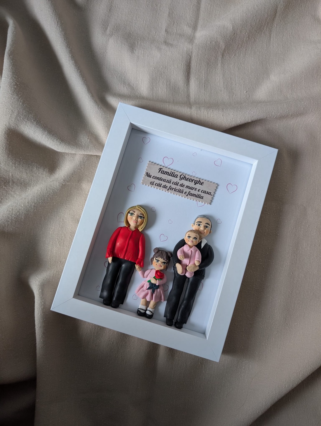 Tablou personalizat cu figurine modelate din lut polimeric - Familia - casă & stil de viață - decorațiuni de casă - picturi murale - tablou din mai multe piese - Artynos.ro