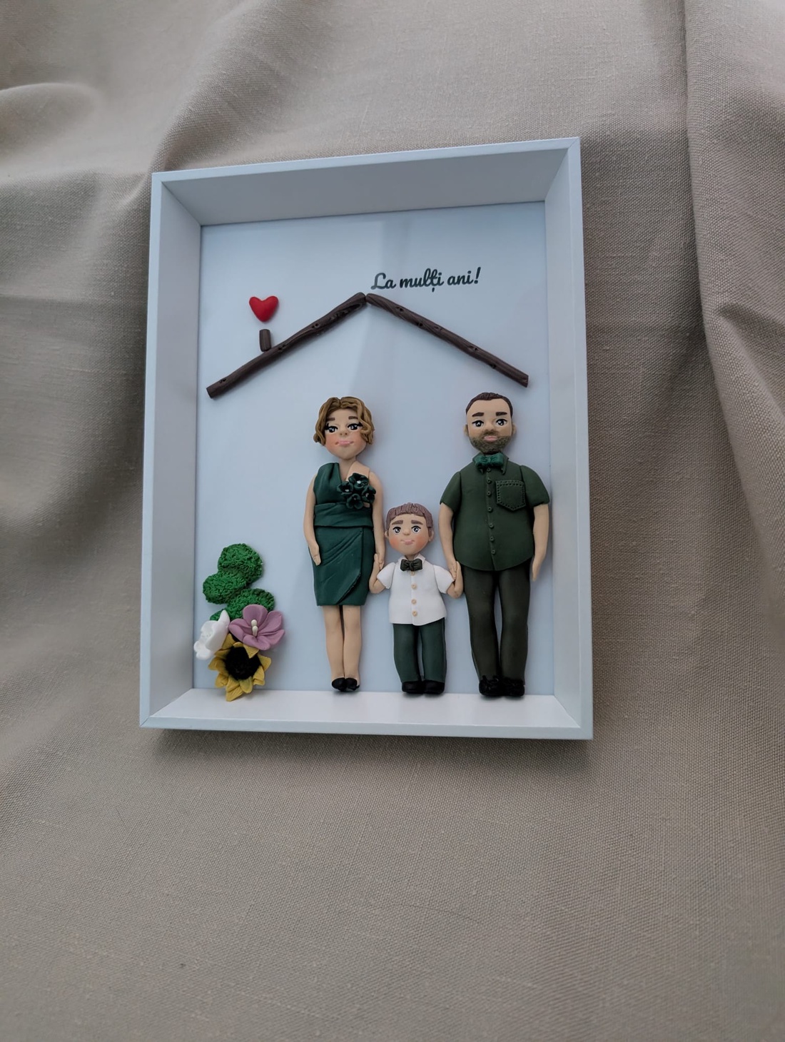 Tablou personalizat cu figurine modelate din lut polimeric - Familia - casă & stil de viață - decorațiuni de casă - picturi murale - tablou din mai multe piese - Artynos.ro