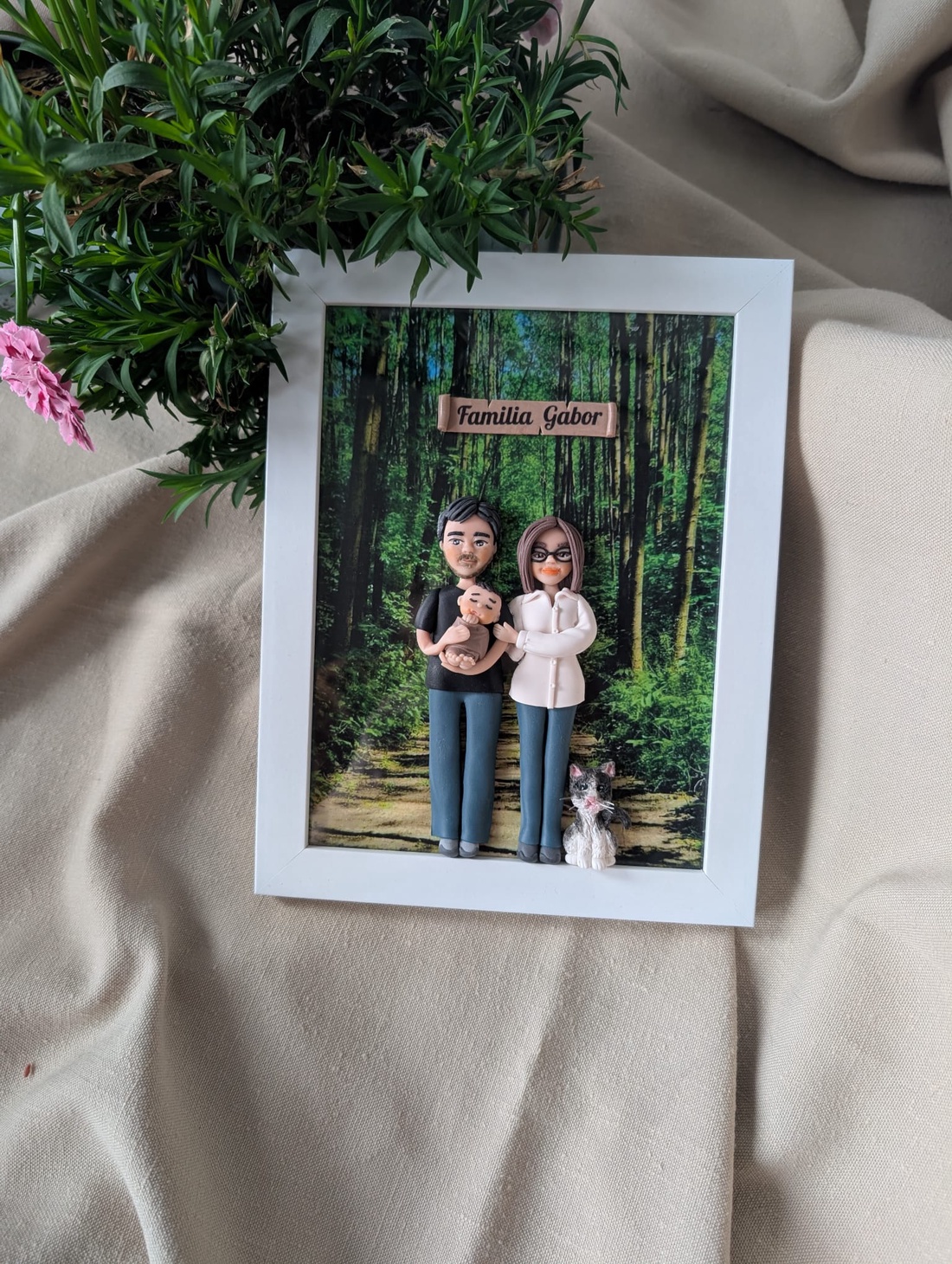 Tablou personalizat cu figurine modelate din lut polimeric - Familia - casă & stil de viață - decorațiuni de casă - picturi murale - tablou din mai multe piese - Artynos.ro