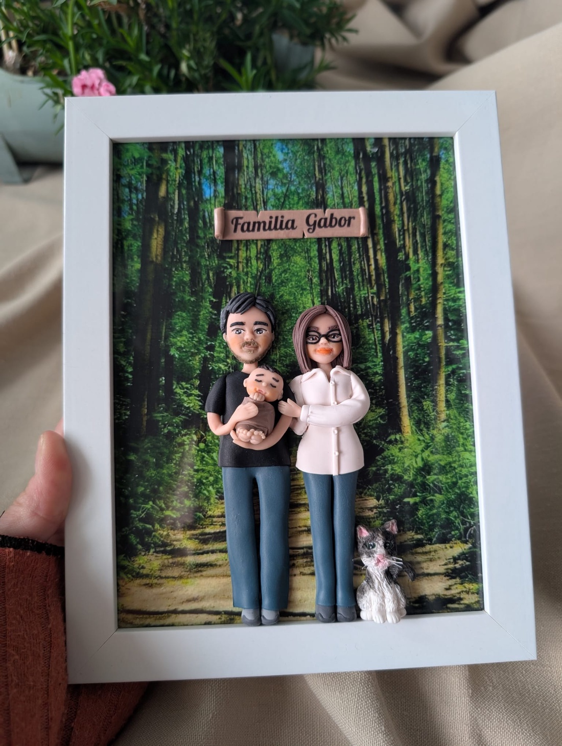 Tablou personalizat cu figurine modelate din lut polimeric - Familia - casă & stil de viață - decorațiuni de casă - picturi murale - tablou din mai multe piese - Artynos.ro