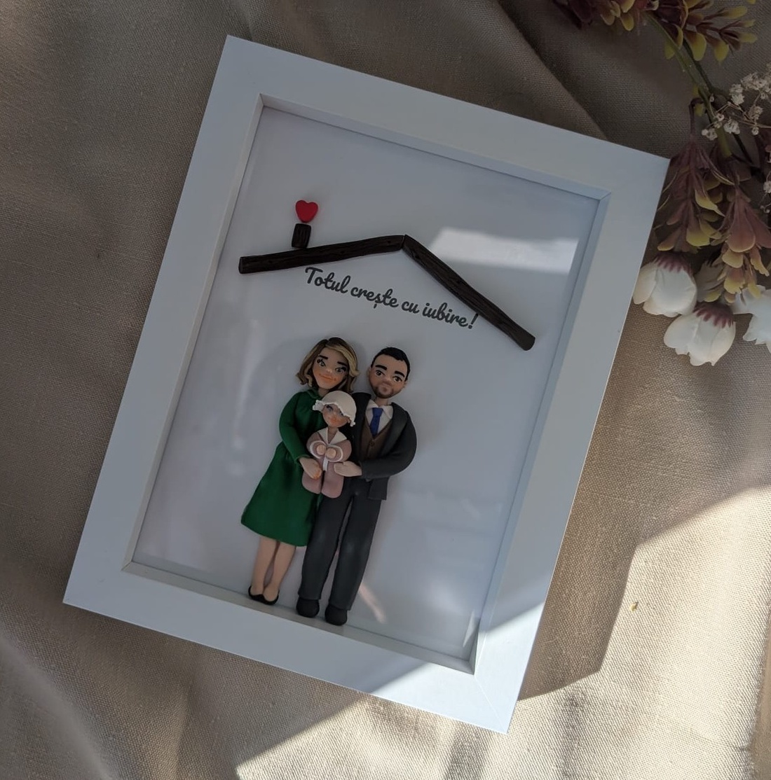 Tablou personalizat cu figurine modelate din lut polimeric - Familia - casă & stil de viață - decorațiuni de casă - picturi murale - tablou din mai multe piese - Artynos.ro