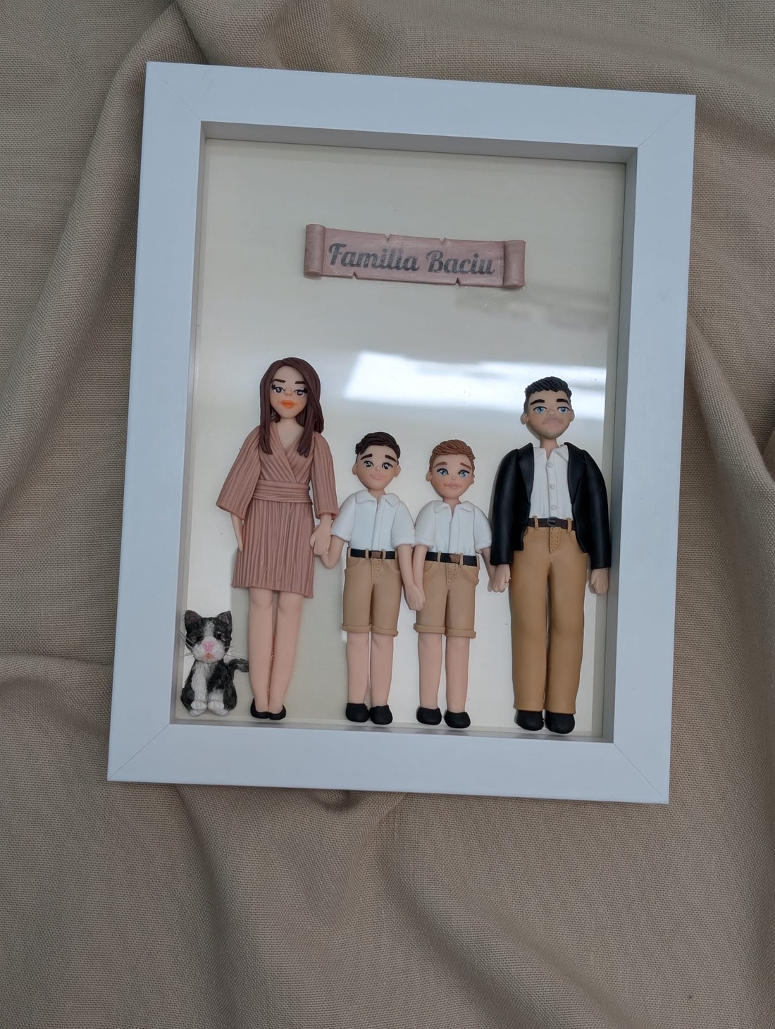 Tablou personalizat cu figurine modelate din lut polimeric - Familia - casă & stil de viață - decorațiuni de casă - picturi murale - tablou din mai multe piese - Artynos.ro