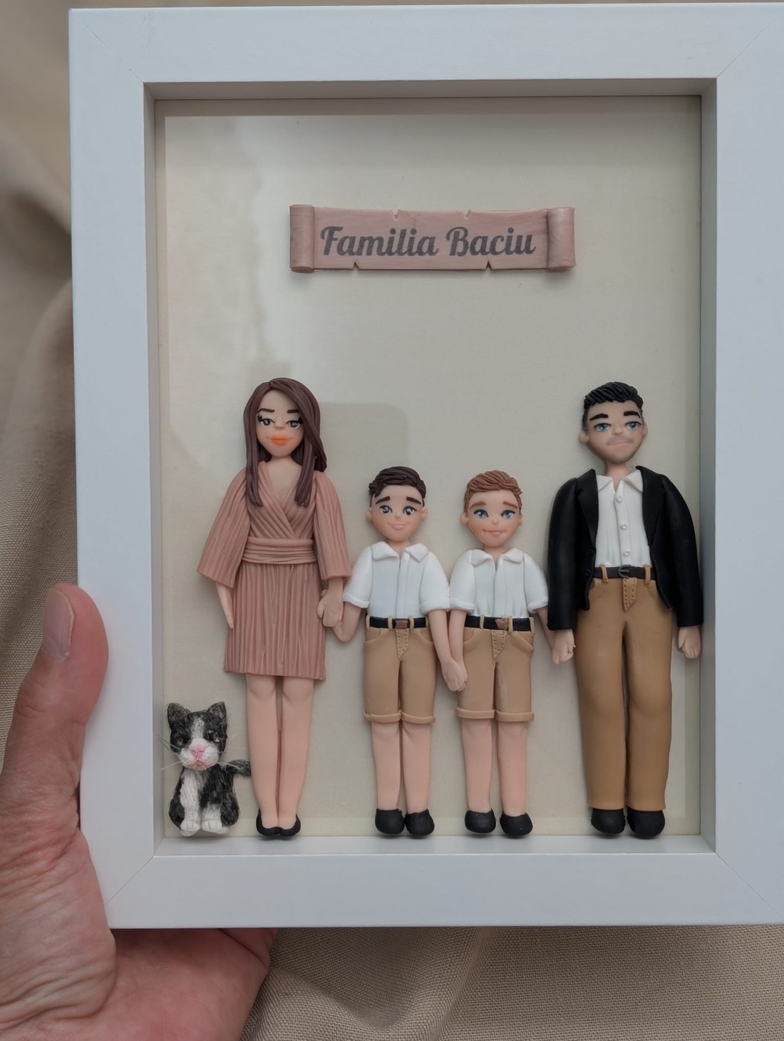 Tablou personalizat cu figurine modelate din lut polimeric - Familia - casă & stil de viață - decorațiuni de casă - picturi murale - tablou din mai multe piese - Artynos.ro