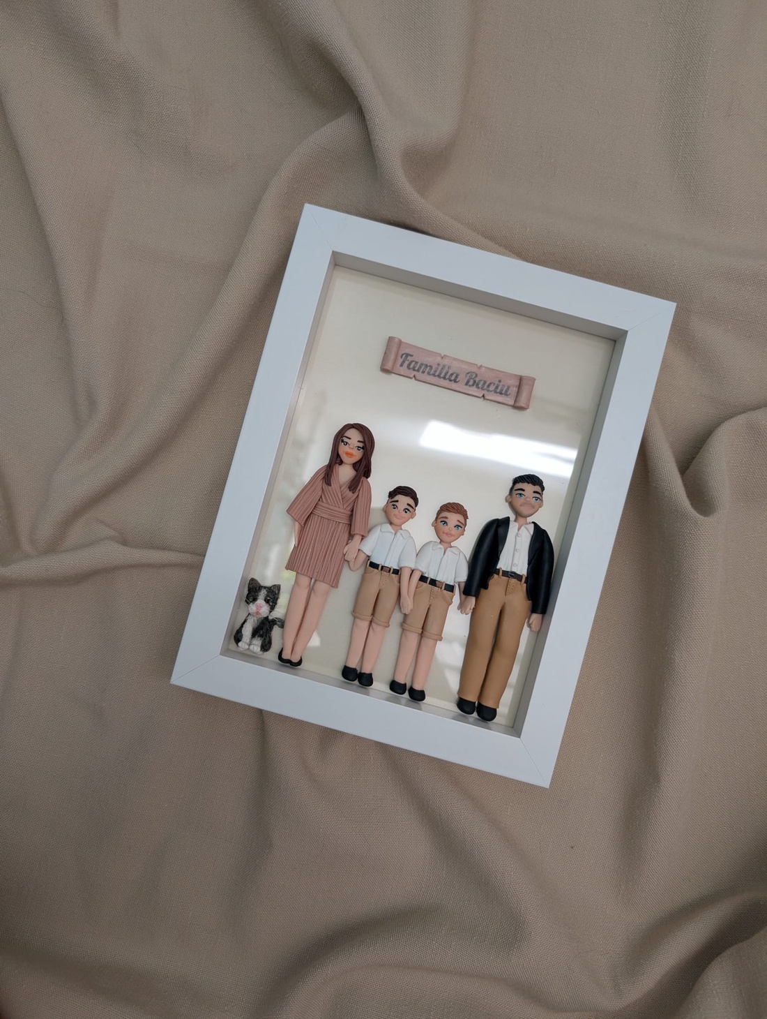 Tablou personalizat cu figurine modelate din lut polimeric - Familia - casă & stil de viață - decorațiuni de casă - picturi murale - tablou din mai multe piese - Artynos.ro