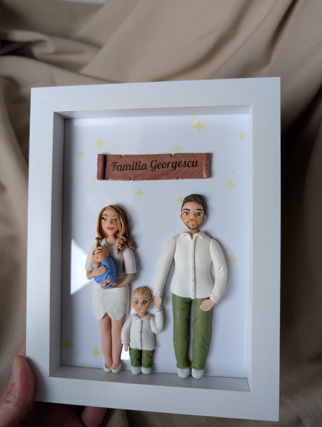 Tablou personalizat cu figurine modelate din lut polimeric - Familia - casă & stil de viață - decorațiuni de casă - picturi murale - tablou din mai multe piese - Artynos.ro