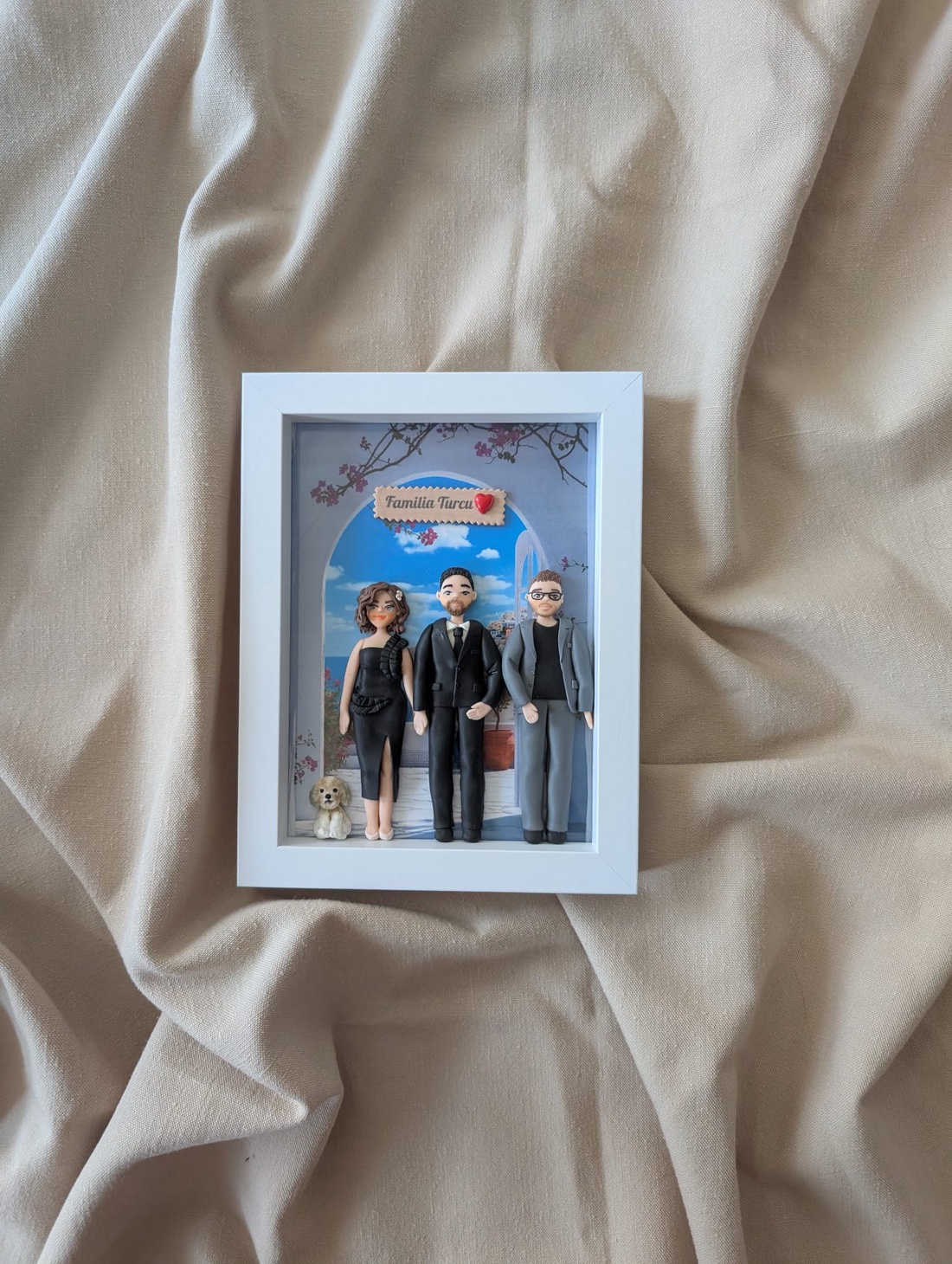 Tablou personalizat cu figurine modelate din lut polimeric - Familia - casă & stil de viață - decorațiuni de casă - picturi murale - tablou din mai multe piese - Artynos.ro