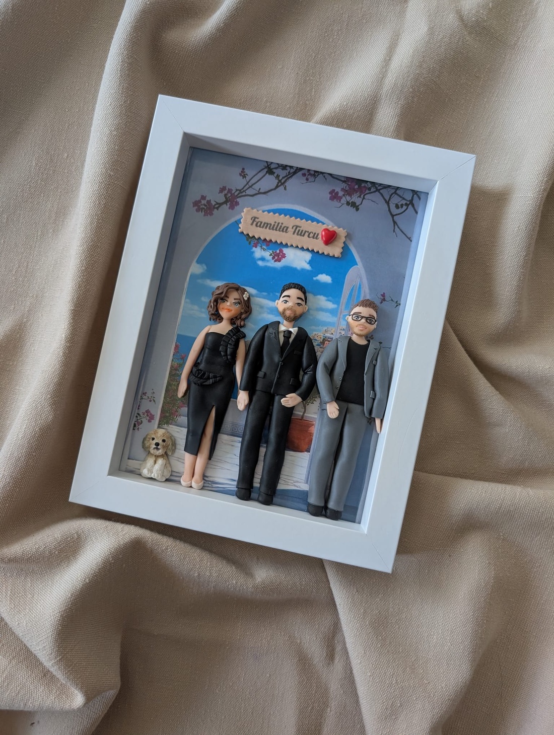Tablou personalizat cu figurine modelate din lut polimeric - Familia - casă & stil de viață - decorațiuni de casă - picturi murale - tablou din mai multe piese - Artynos.ro
