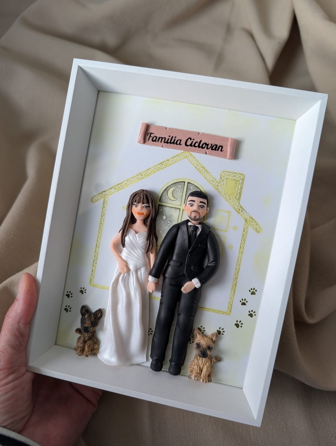 Tablou personalizat cu figurine modelate din lut polimeric - Familia - casă & stil de viață - decorațiuni de casă - picturi murale - tablou din mai multe piese - Artynos.ro