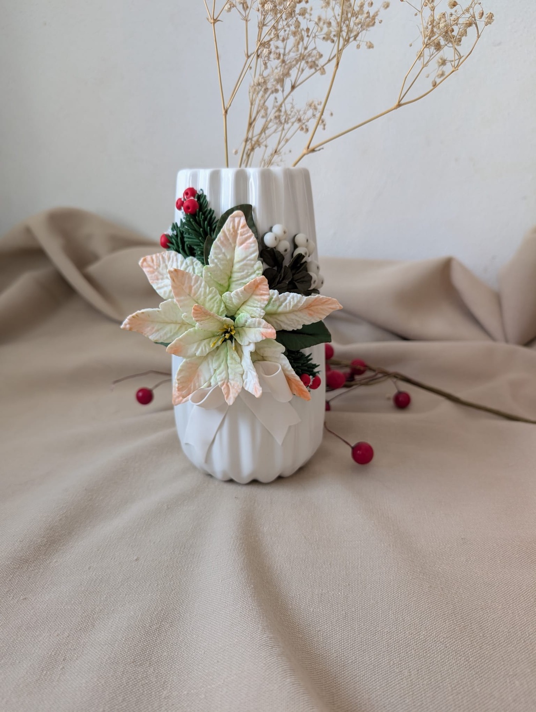 Vază personalizată cu Crăciuniță din lut polimeric  - casă & stil de viață - decorațiuni de casă - accesorii florale - vaze - Artynos.ro