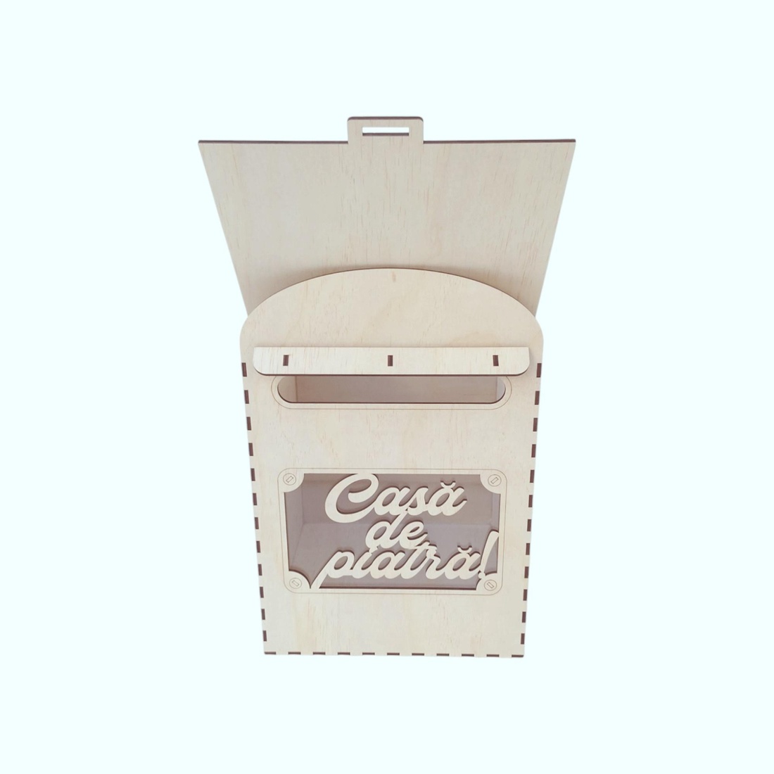 Cutie pentru nunta din lemn, cutie pentru plicuri dar de nunta, cutie bani miri, cutie lemn nunta - model cutie postala - accesorii nuntă - amintiri și cadouri de nuntă - cutie dar nuntă - Artynos.ro