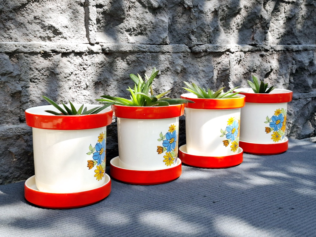 Ghivece ceramice cu farfurioara pentru plante - casă & stil de viață - accesorii pentru casă și grădină - cutii de flori, cutii de balcon - Artynos.ro