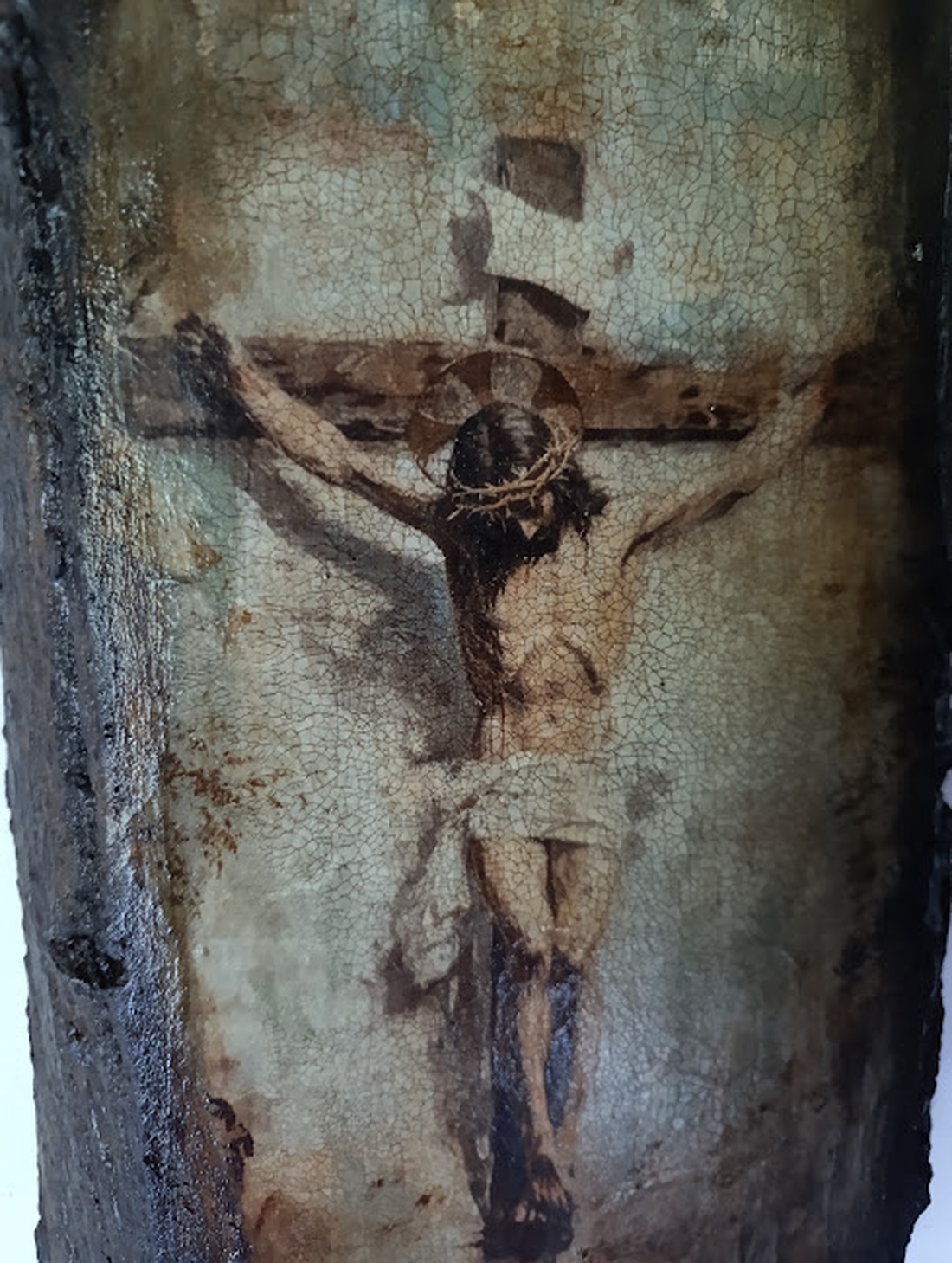 Răstignirea -Icoană pe Lemn Unicat Antichizată - casă & stil de viață - accesorii religioase - icoane cu sfinți - Artynos.ro