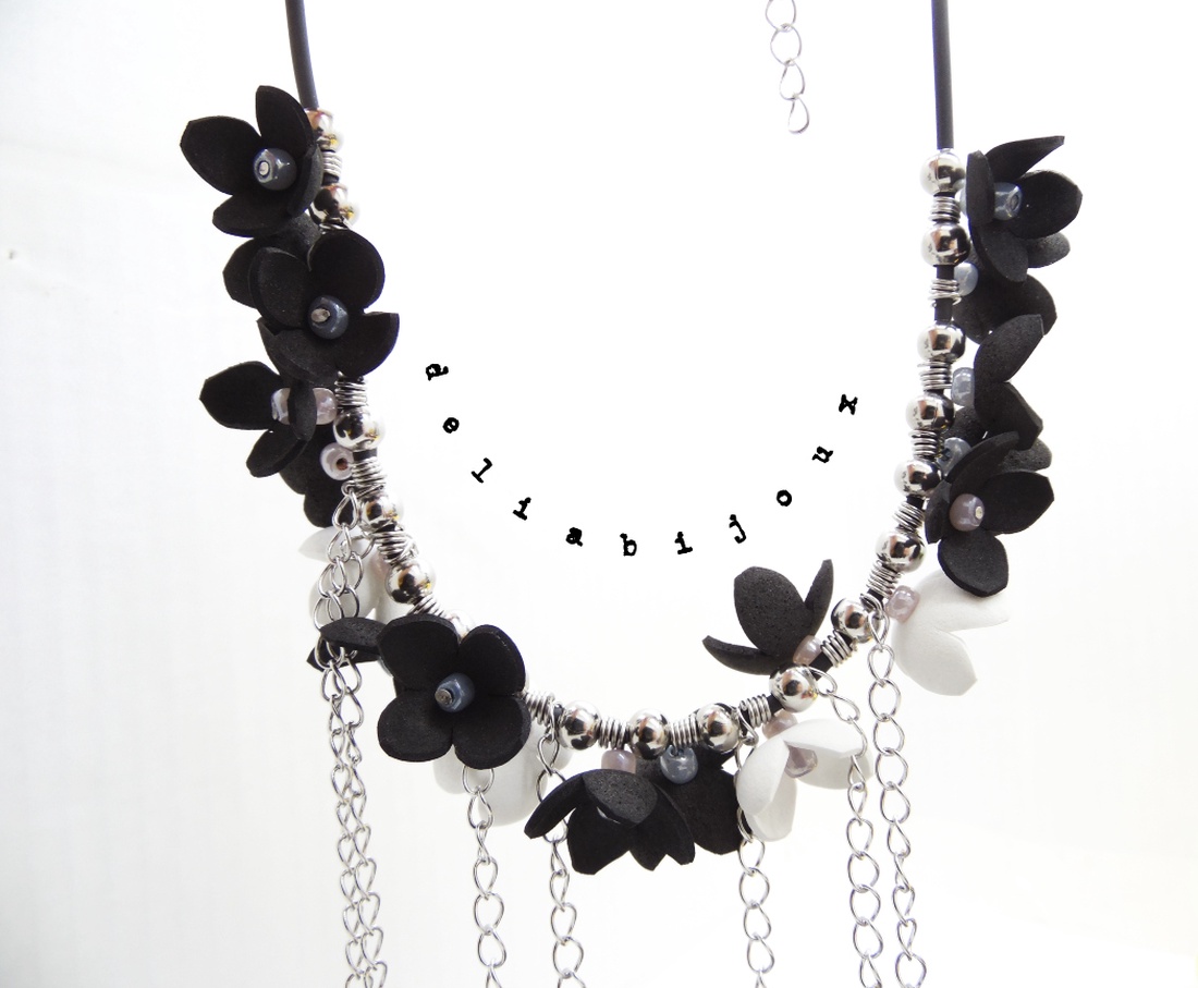 Colier handmade statement unicat -floral - foamiran (cod1203) - bijuterii - coliere - coliere statement - Artynos.ro