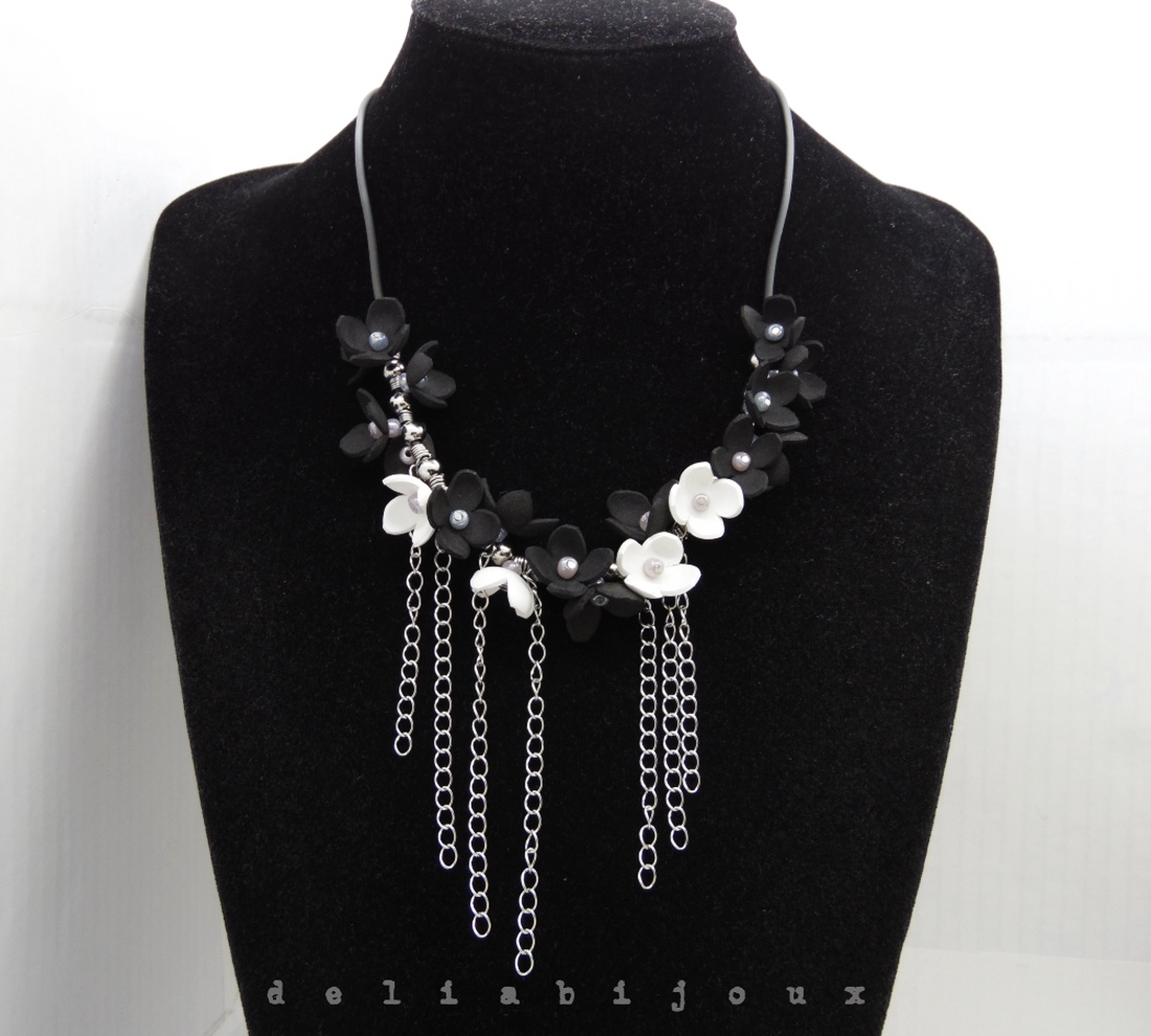 Colier handmade statement unicat -floral - foamiran (cod1203) - bijuterii - coliere - coliere statement - Artynos.ro