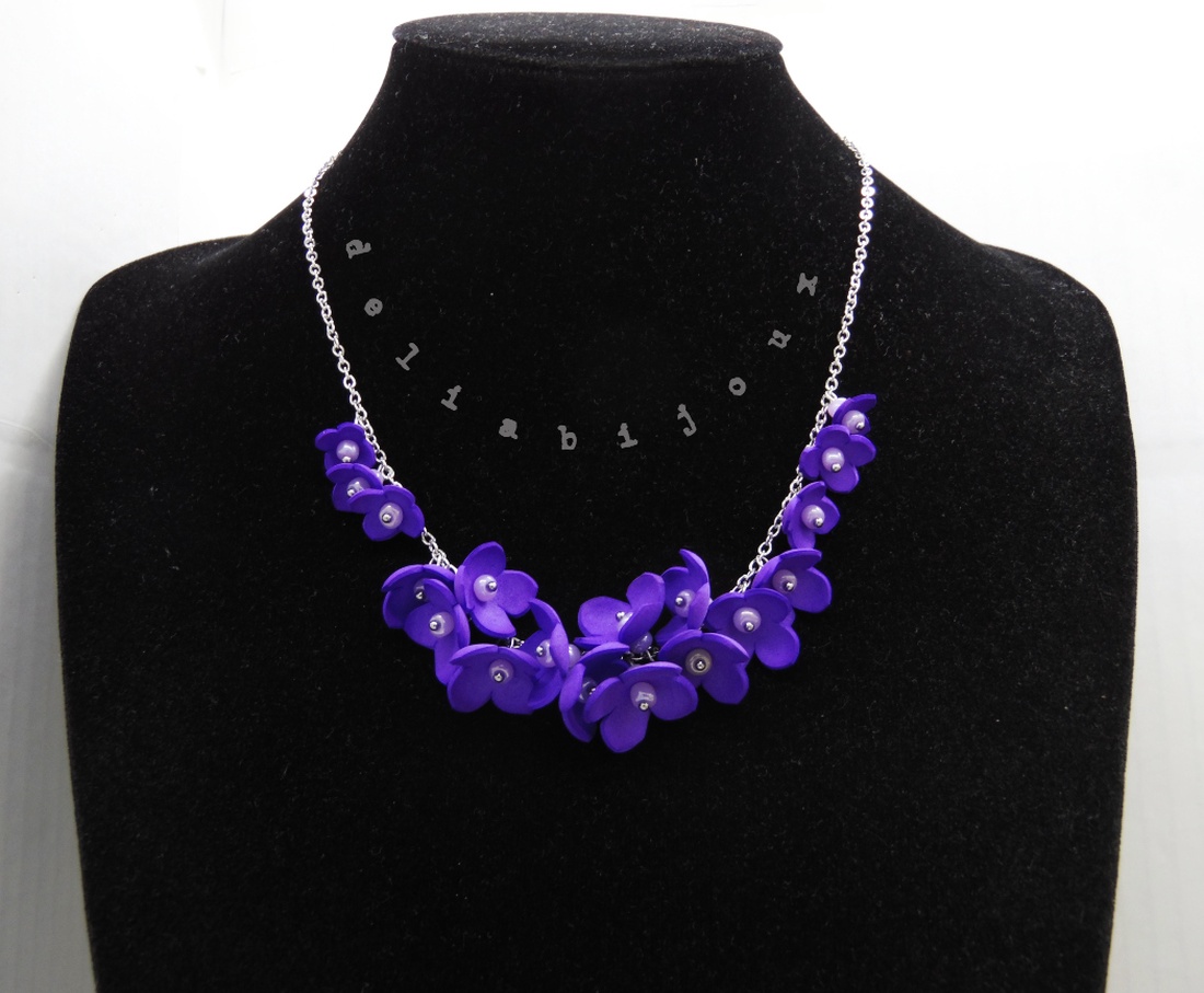 Colier handmade statement unicat -floral - foamiran (cod1184) - bijuterii - coliere - coliere statement - Artynos.ro