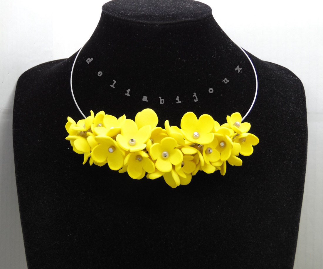 Colier handmade statement unicat -floral - foamiran (cod1174) - bijuterii - coliere - coliere statement - Artynos.ro