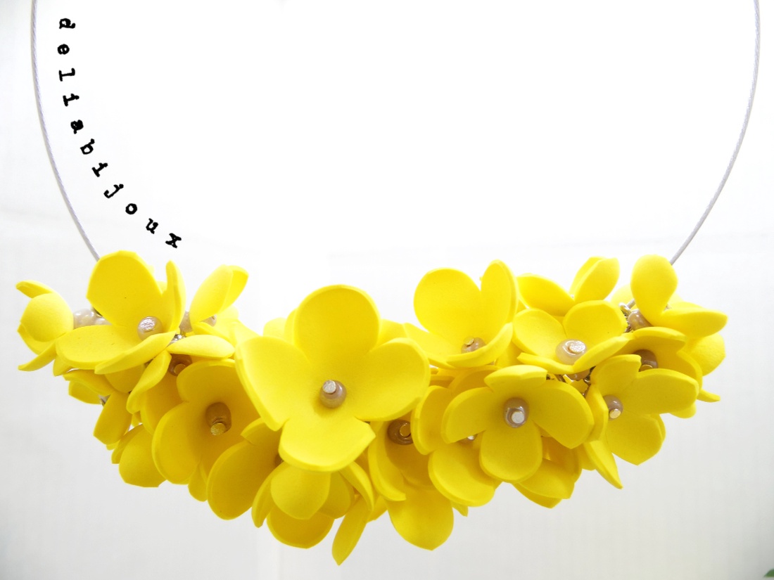 Colier handmade statement unicat -floral - foamiran (cod1174) - bijuterii - coliere - coliere statement - Artynos.ro