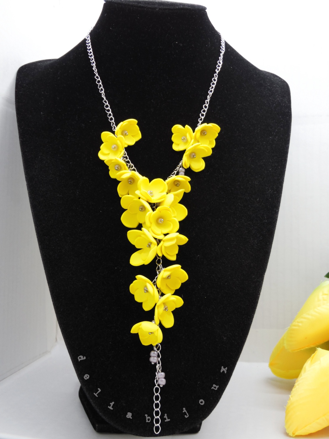 Colier handmade statement unicat -floral - foamiran (cod1172) - bijuterii - coliere - coliere statement - Artynos.ro
