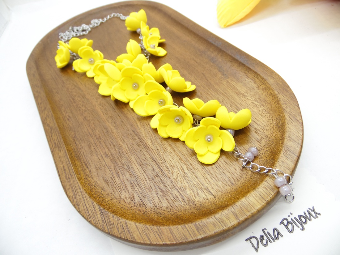 Colier handmade statement unicat -floral - foamiran (cod1172) - bijuterii - coliere - coliere statement - Artynos.ro