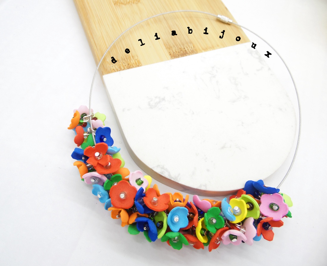 Colier handmade statement -floral - multicolor foamiran (cod1103) - bijuterii - coliere - coliere statement - Artynos.ro Colier handmade statement -floral - multicolor foamiran (cod1103) - bijuterii - coliere - coliere statement - Artynos.ro