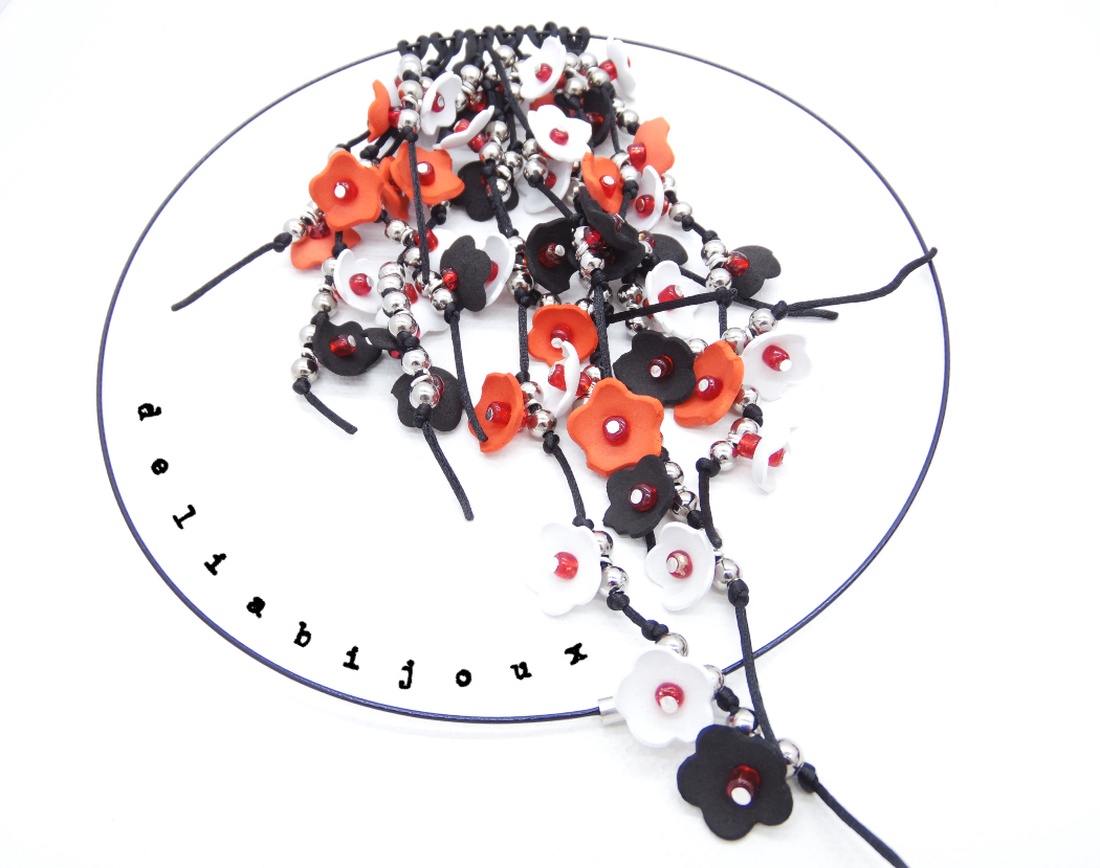 Colier handmade statement unicat -floral - foamiran (cod1004) - bijuterii - coliere - coliere statement - Artynos.ro