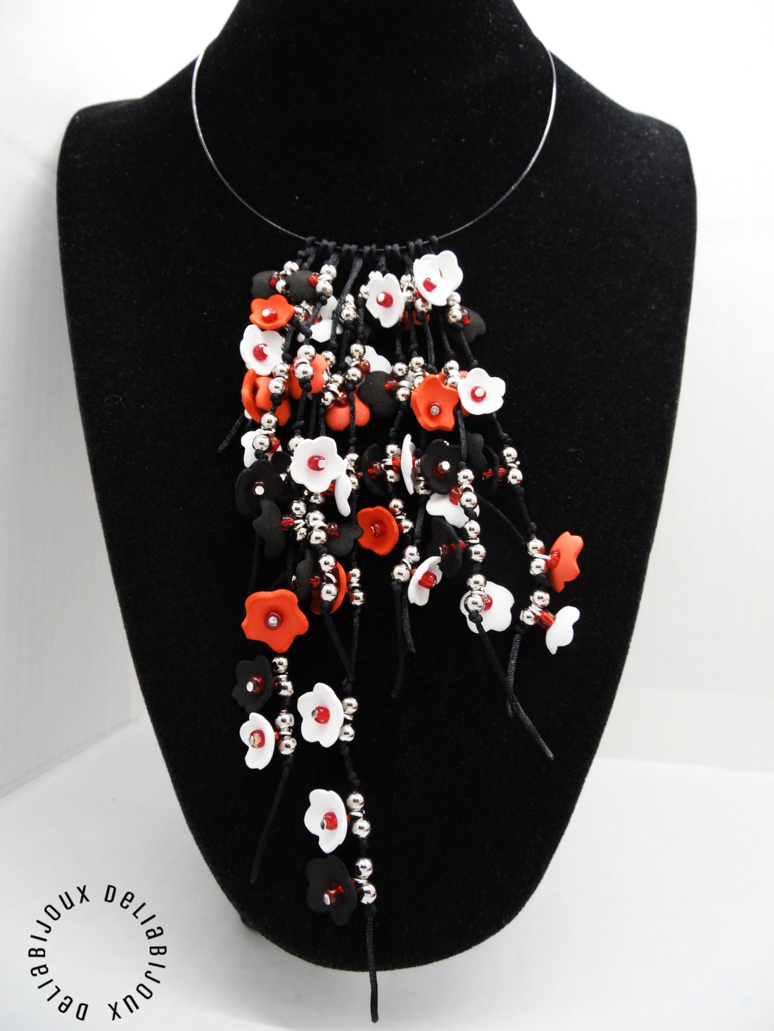 Colier handmade statement unicat -floral - foamiran (cod1004) - bijuterii - coliere - coliere statement - Artynos.ro